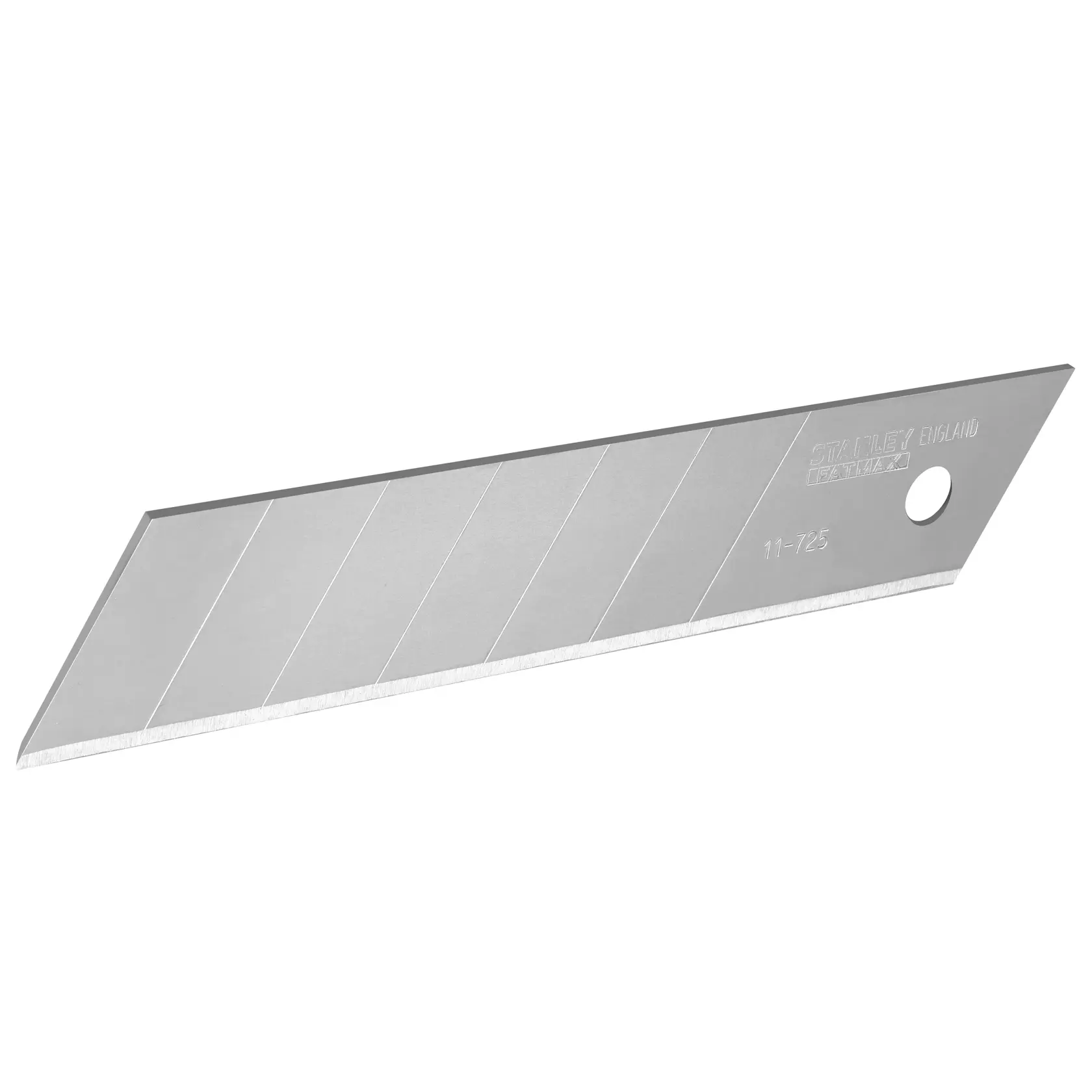Photo of STANLEY 0-11-725 snap-off utility knife blade with segmented design, shown on white background.