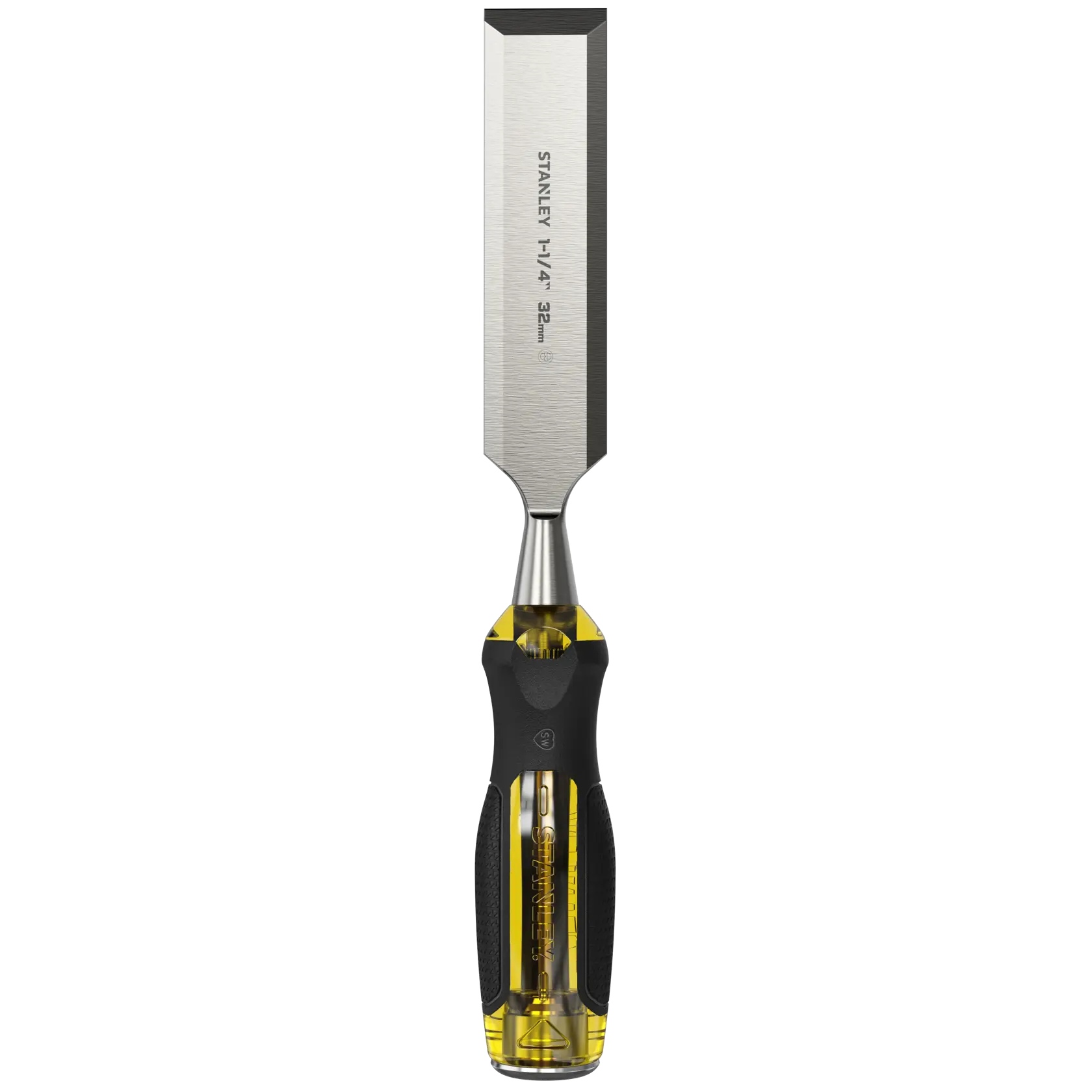 Stanley Holzhobel mit gelb-schwarzem Griff und 32-mm-Klinge, ideal für Holzarbeiten.
