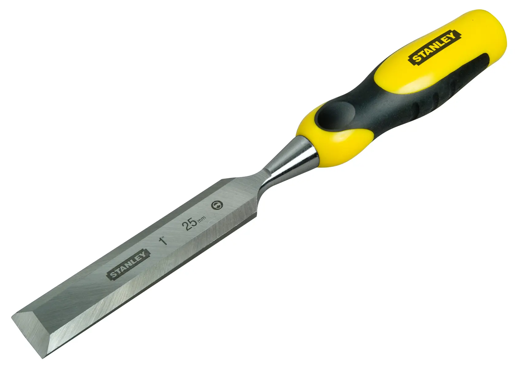 Stanley Stemmeisen mit gelb-schwarzem Griff und 25mm Stahlklinge, zum Holzbearbeiten.