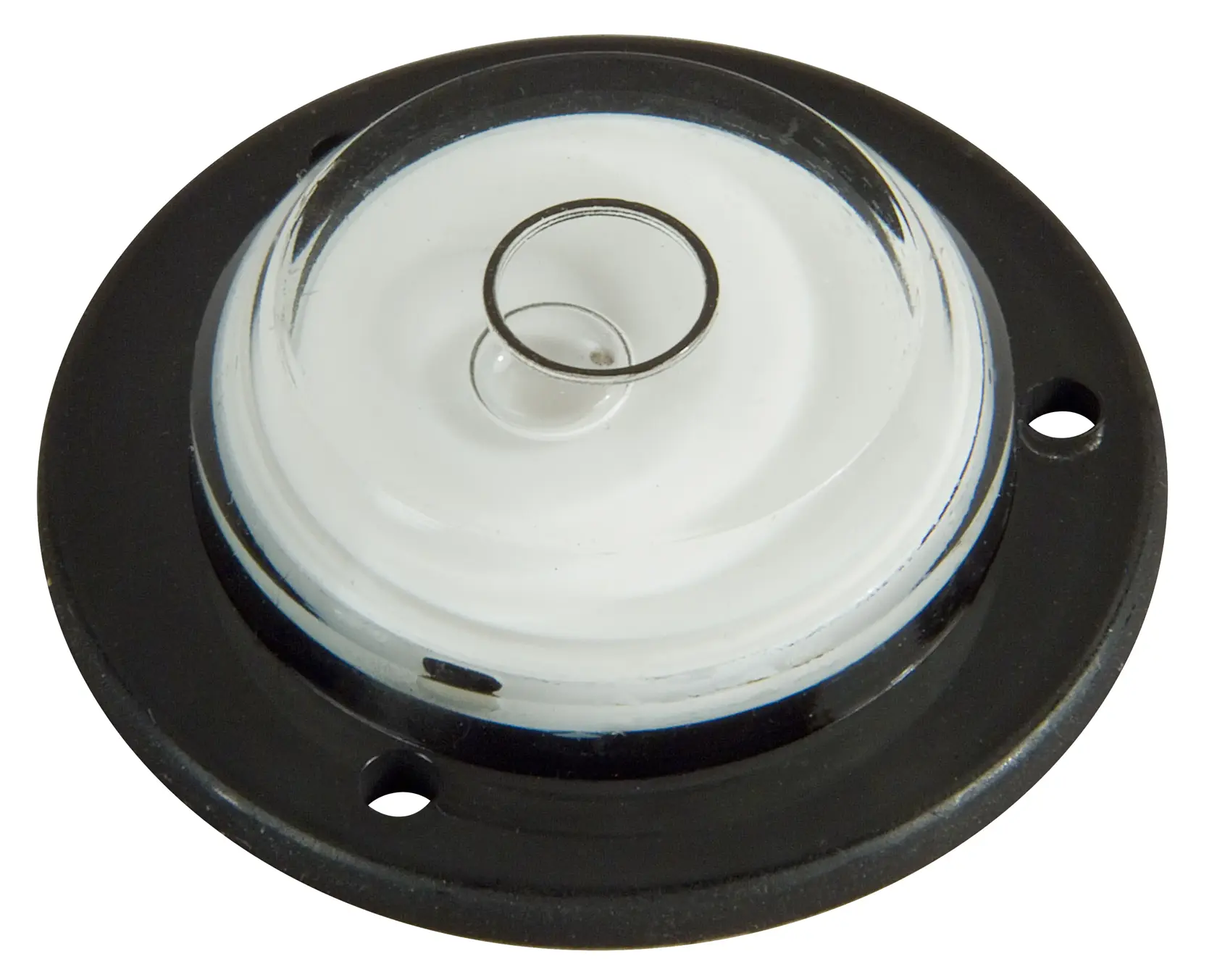 STANLEY 0-42-127 runde Dosenlibelle, schwarz und transparent, Draufsicht, Fotozubehör.