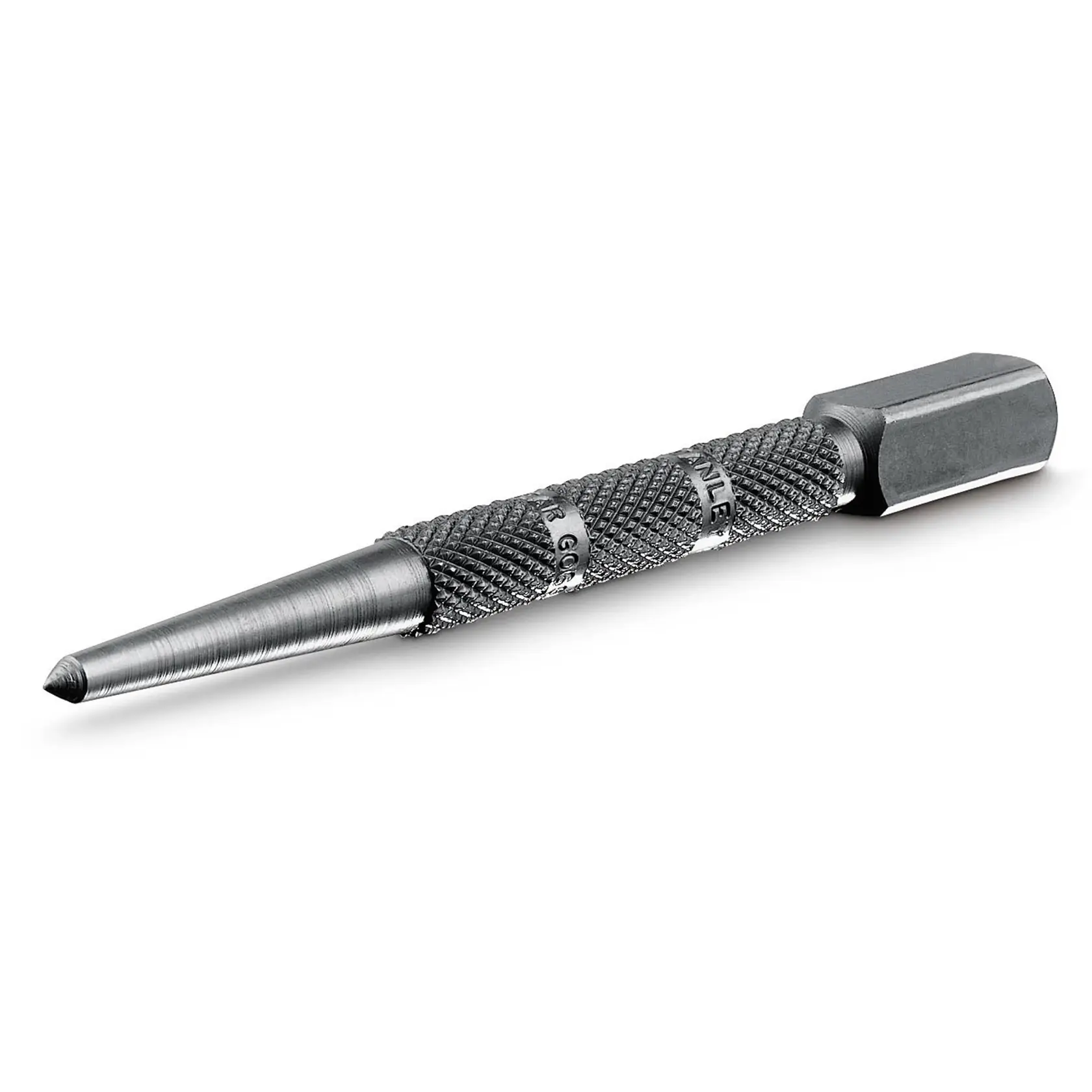 STANLEY 0-58-120 Körner mit texturiertem Griff, Stahlkörper, Seitenansicht, weißer Hintergrund.