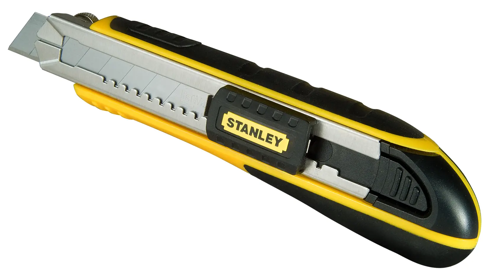 Stanley Abbrechklingenmesser mit schwarz-gelbem Griff und segmentierter Klinge.