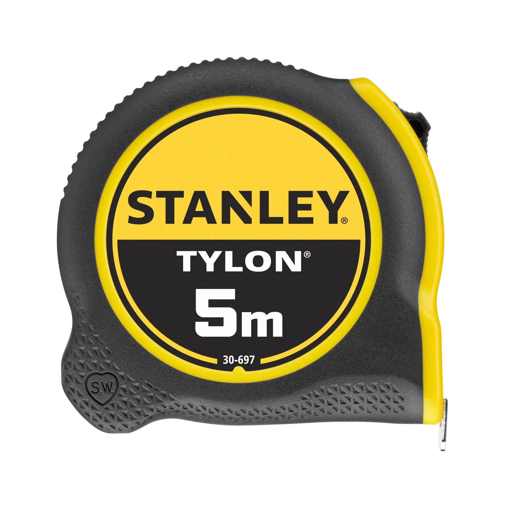 Foto des STANLEY 1-30-697 Tylon 5m Maßbands, schwarz-gelbes Gehäuse, Vorderansicht.