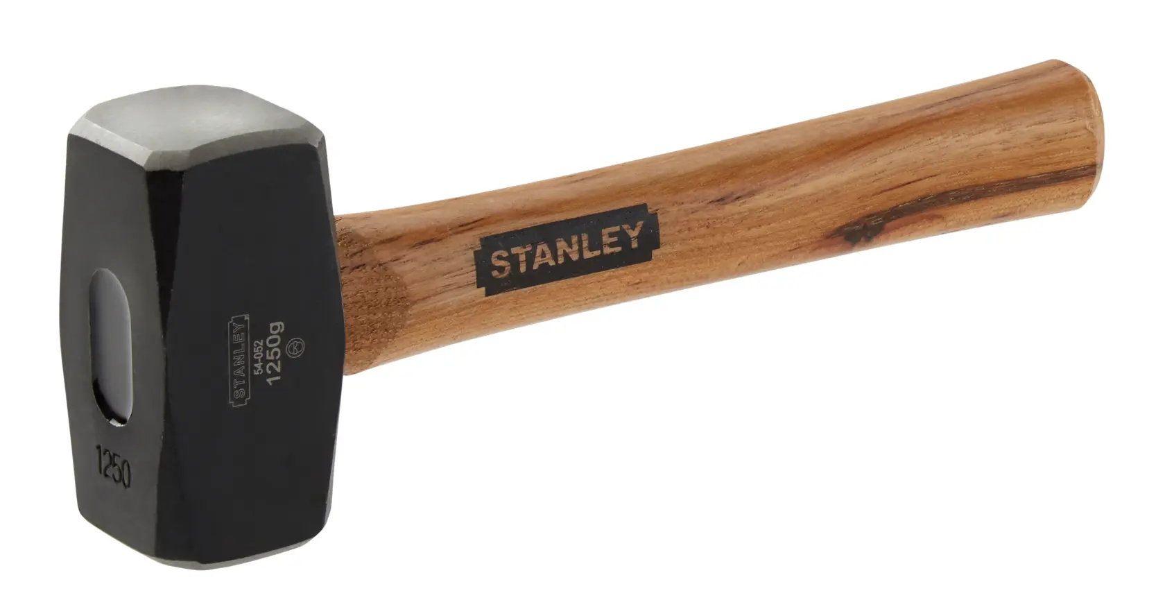 STANLEY 1-54-052 Vorschlaghammer mit schwarzem Metallkopf und Naturholzgriff, Seitenansicht auf weißem Hintergrund.