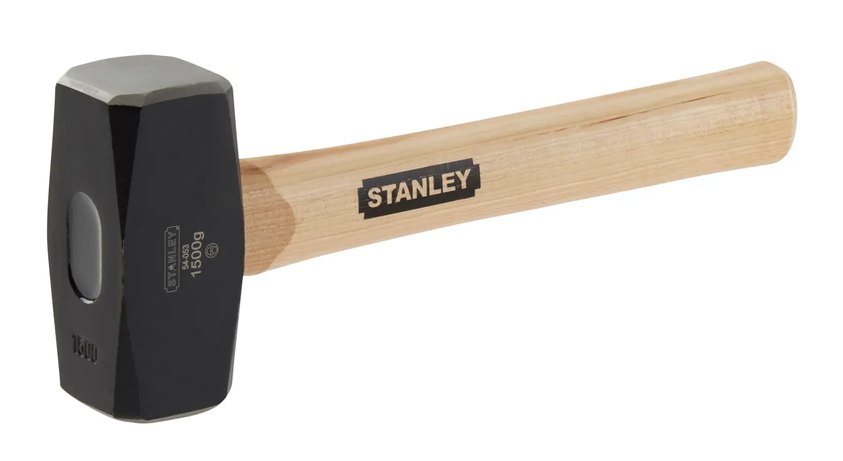 Stanley Vorschlaghammer mit Holzgriff und Metallkopf, vor weißem Hintergrund.