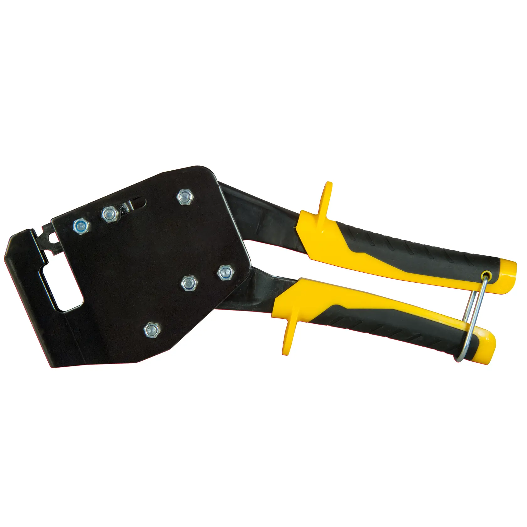 Robustes Handwerkzeug mit gelb-schwarzen Griffen, zum Verbinden oder Bearbeiten von Blech.