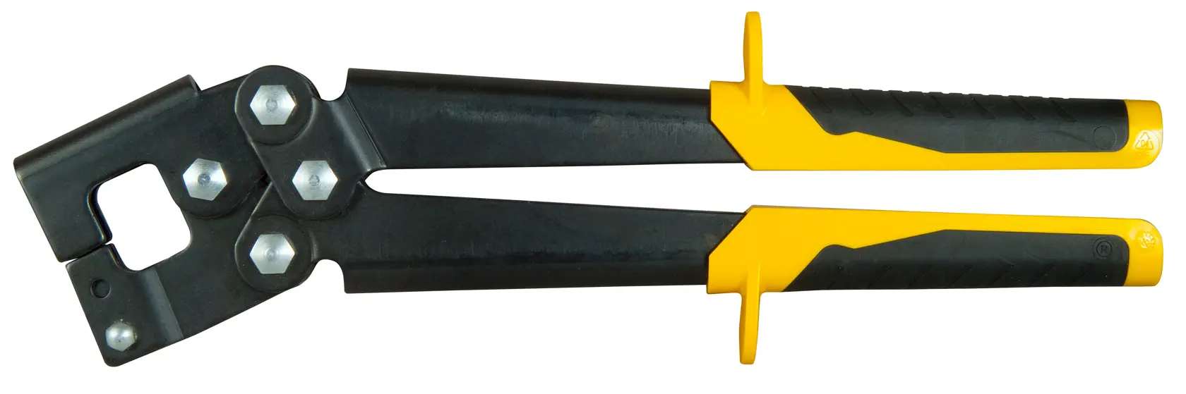 STANLEY 15-273 Bolzenschneider in Schwarz und Gelb mit ergonomischen Griffen, Seitenansicht auf weißem Hintergrund.