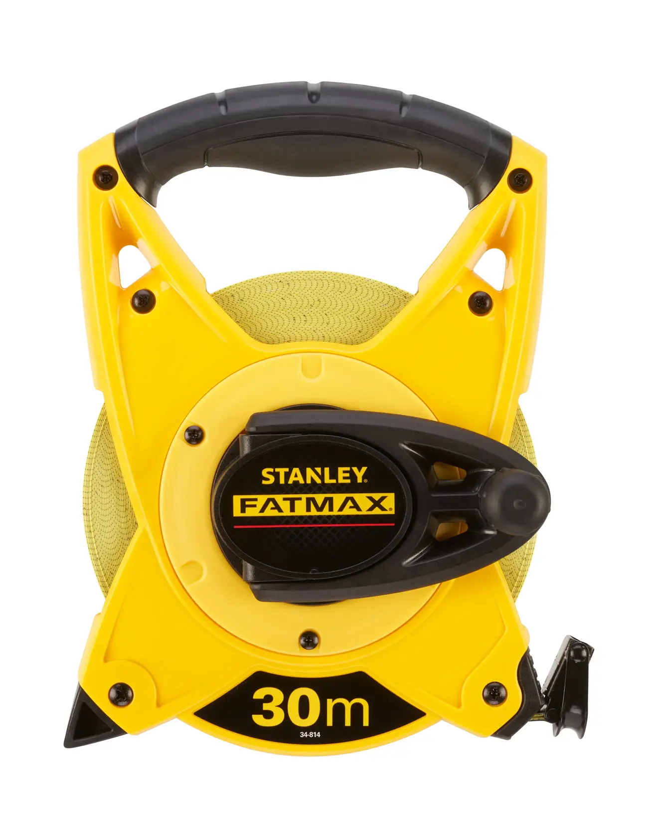 Stanley 2-34-814 FatMax 30m Maßband, gelb und schwarz, Vorderansicht, Produktfotografie.