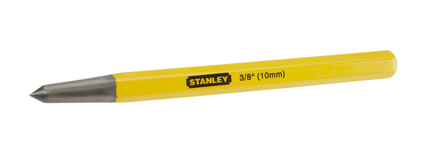 STANLEY 4-18-236 gelber Kaltmeißel, 10mm, Seitenansicht auf weißem Hintergrund.