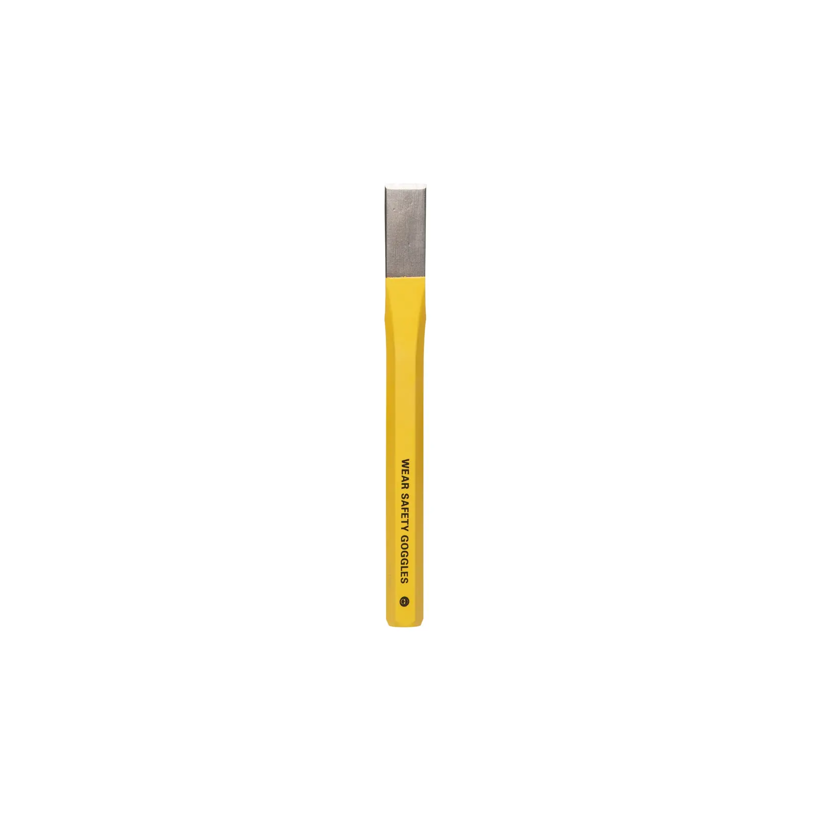 STANLEY 4-18-288 cold chisel with yellow handle, straight-on view on white background.