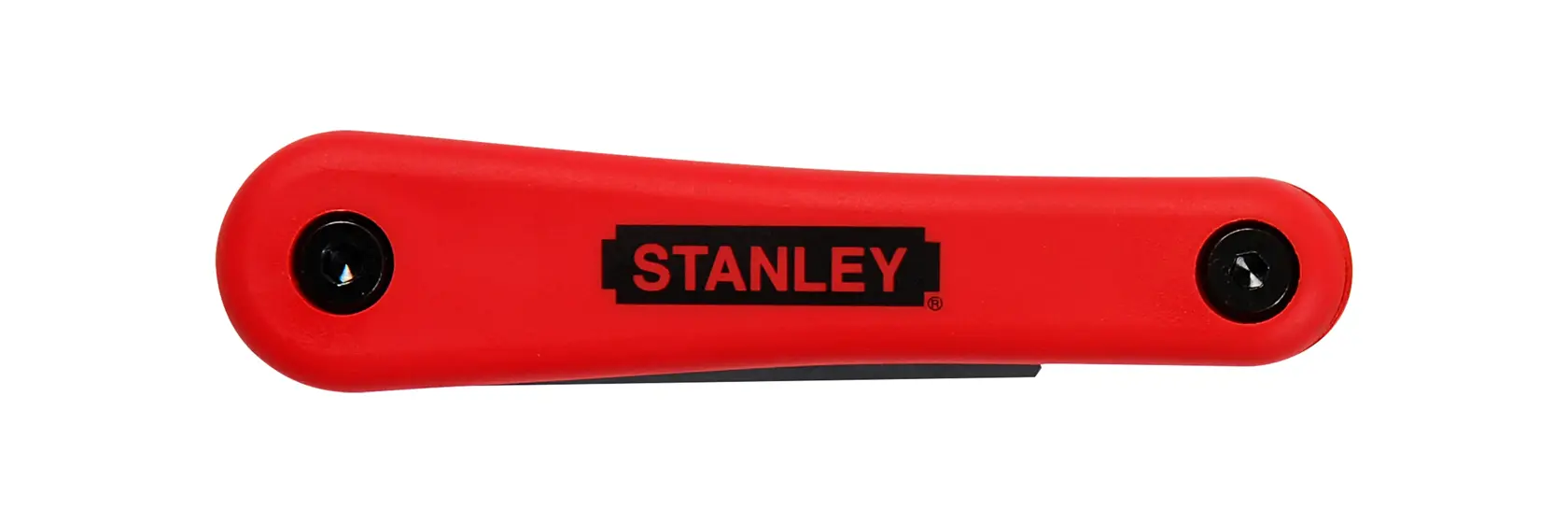 Foto des STANLEY 4-69-262 klappbarer Inbusschlüsselsatz mit rotem Griff, Draufsicht, Werkzeugkategorie.