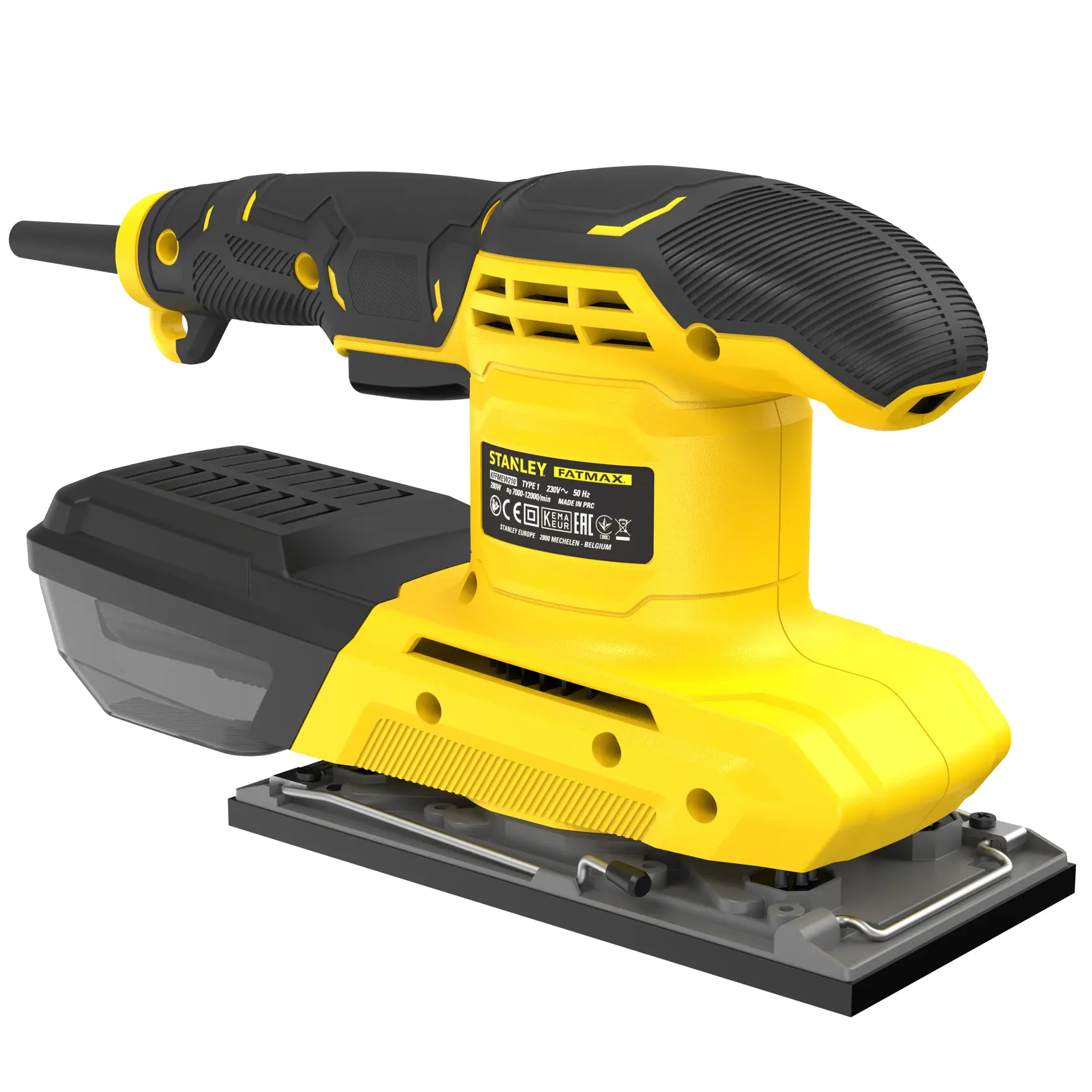 Stanley Fatmax Elektroschleifer in Gelb und Schwarz für Holzarbeiten und Oberflächenfinish.