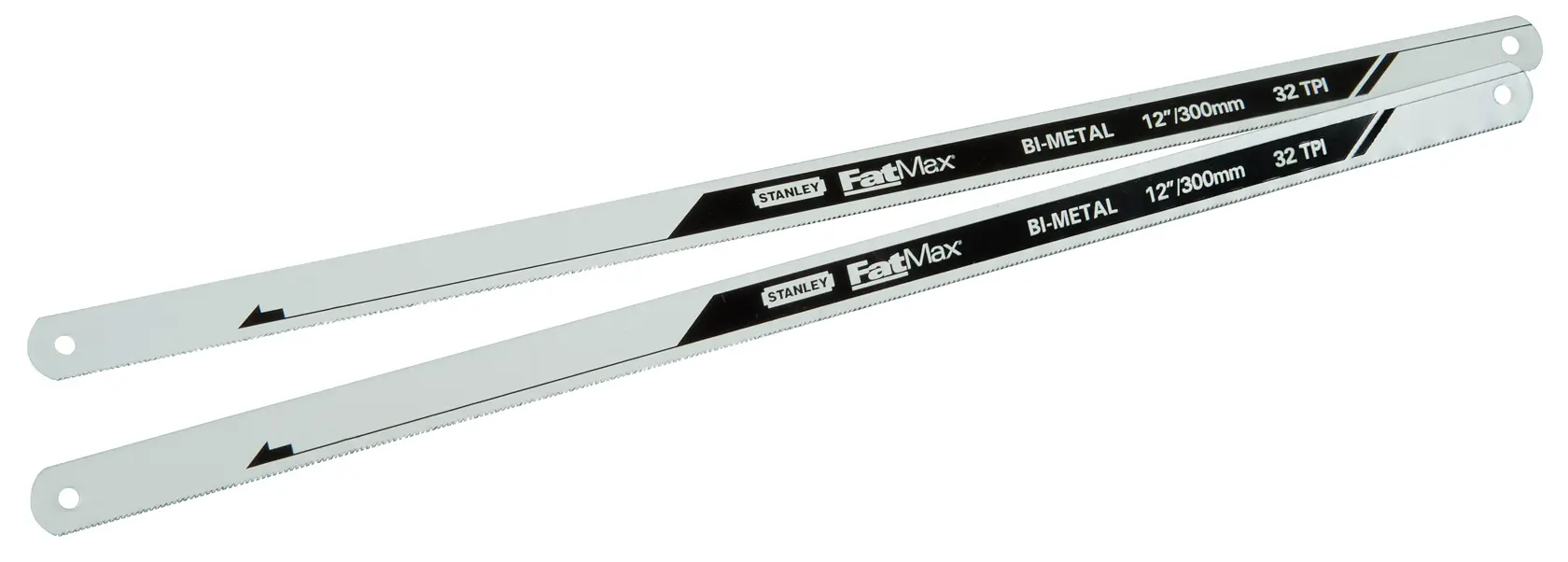 STANLEY FMHT0-20196 Bi-Metall-Sägeblätter, 12 Zoll, 32 TPI, 2er-Set, Produktansicht auf weißem Hintergrund.
