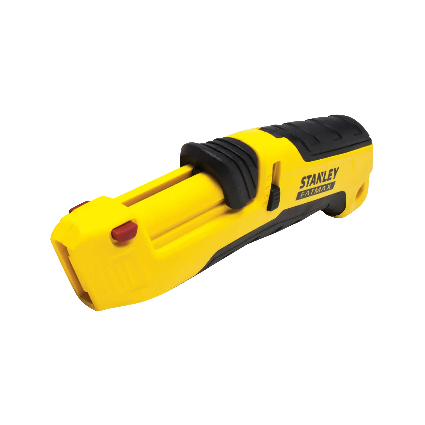 Foto vom STANLEY FMHT10365-0 Universalmesser, gelb und schwarz, schräge Ansicht auf weißem Hintergrund.