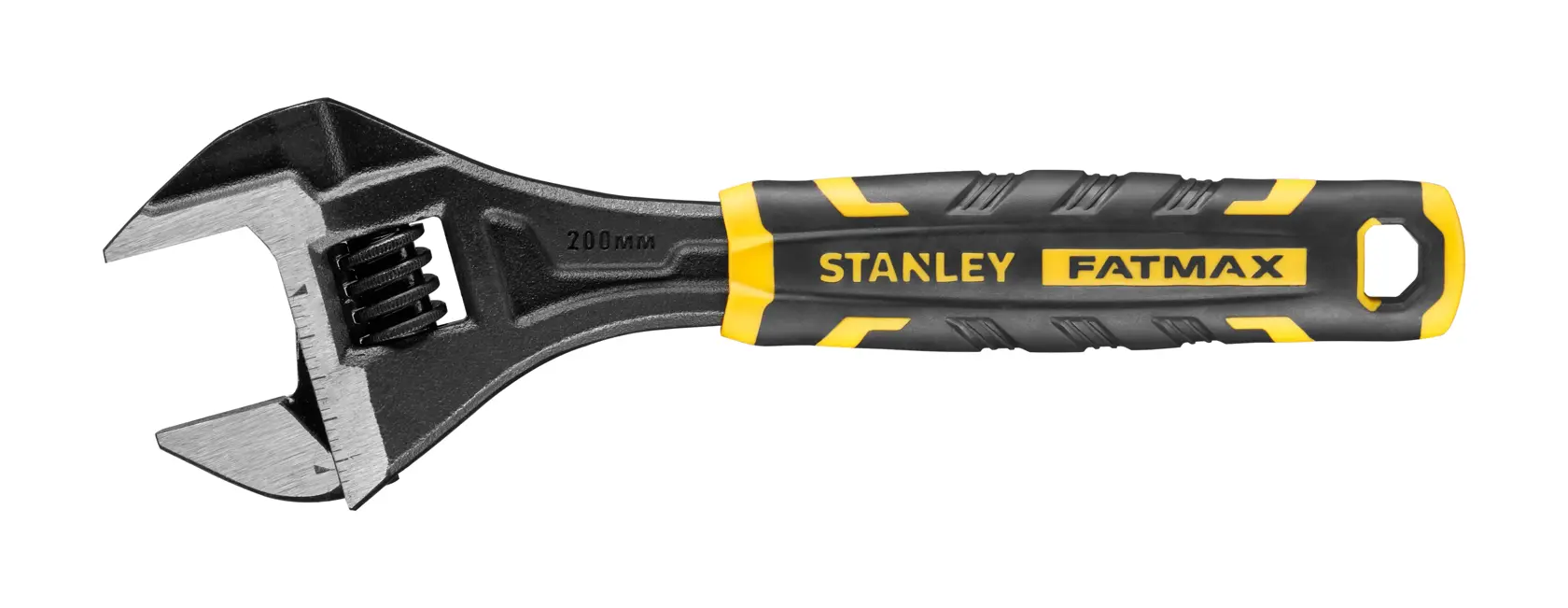 Stanley FatMax verstellbarer Schraubenschlüssel in Schwarz-Gelb, 200 mm, zum Festziehen oder Lösen von Schrauben.