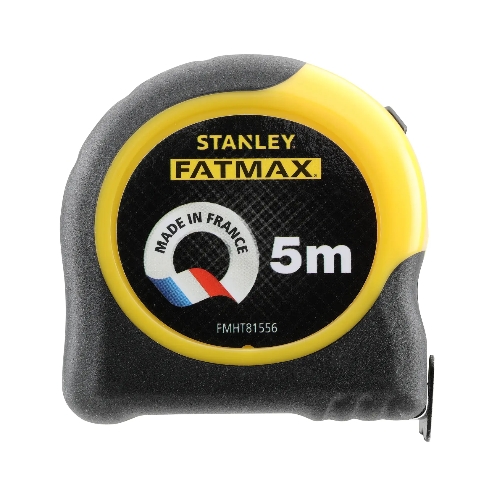 Stanley FATMAX Maßband, 5m Länge, gelb-schwarz, Aufschrift 'Made in France'.