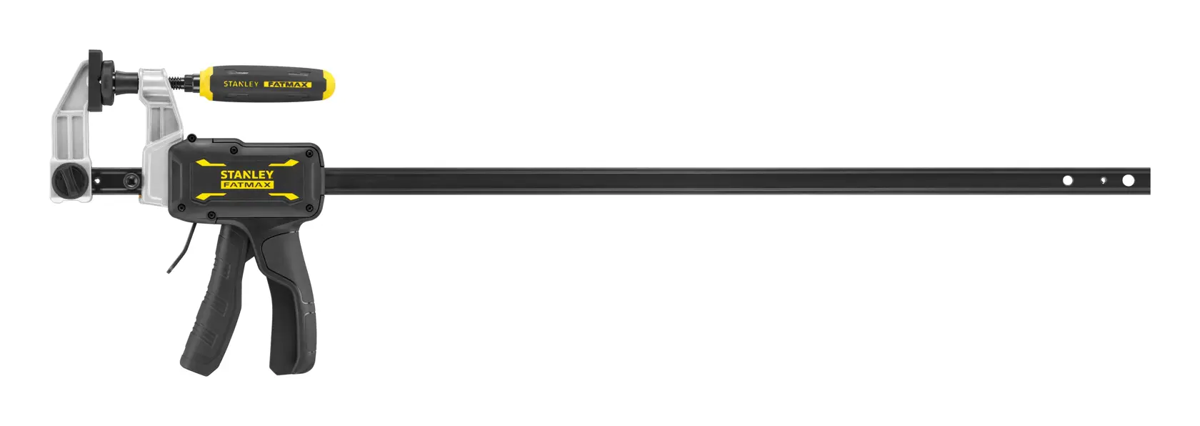 STANLEY FMHT83008-0 Auslöserstangenklemme mit schwarz-gelbem Griff, Seitenansicht, weißer Hintergrund.
