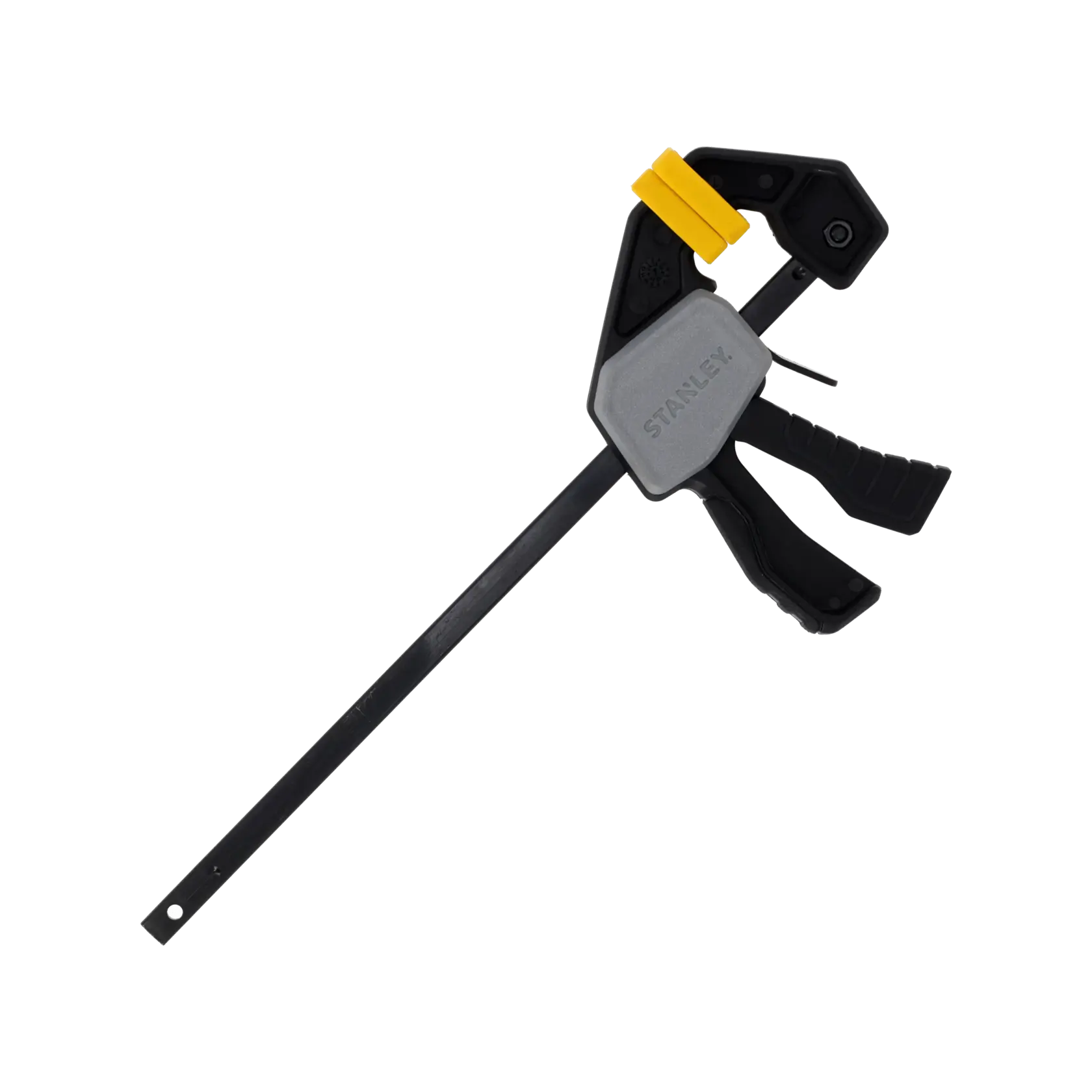 STANLEY FMHT83270-0 Einhandzwinge mit schwarzen und gelben Akzenten, Seitenansicht auf weißem Hintergrund.