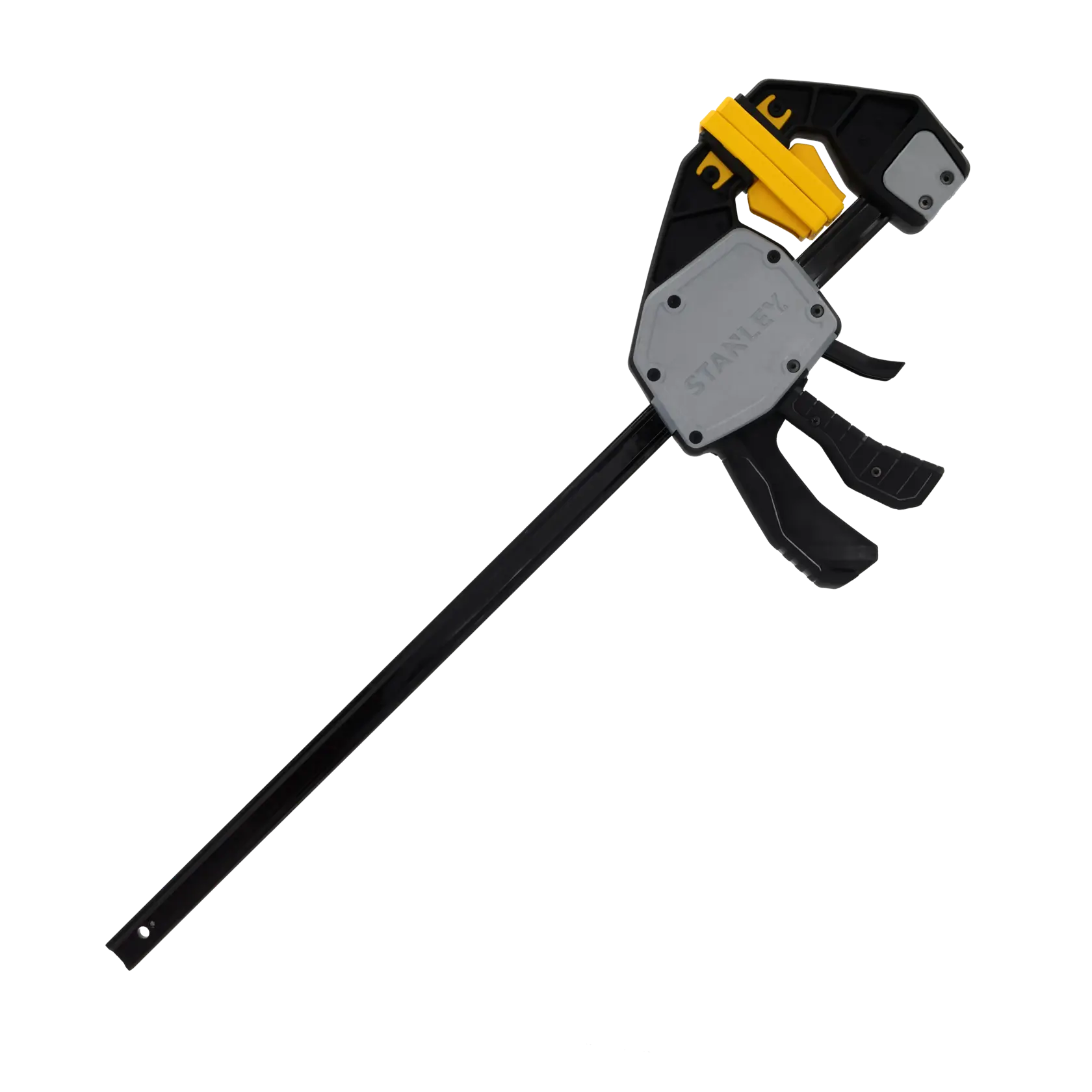 STANLEY FMHT83280-0 Einhandzwinge, schwarz und gelb, Produktfoto auf weißem Hintergrund.
