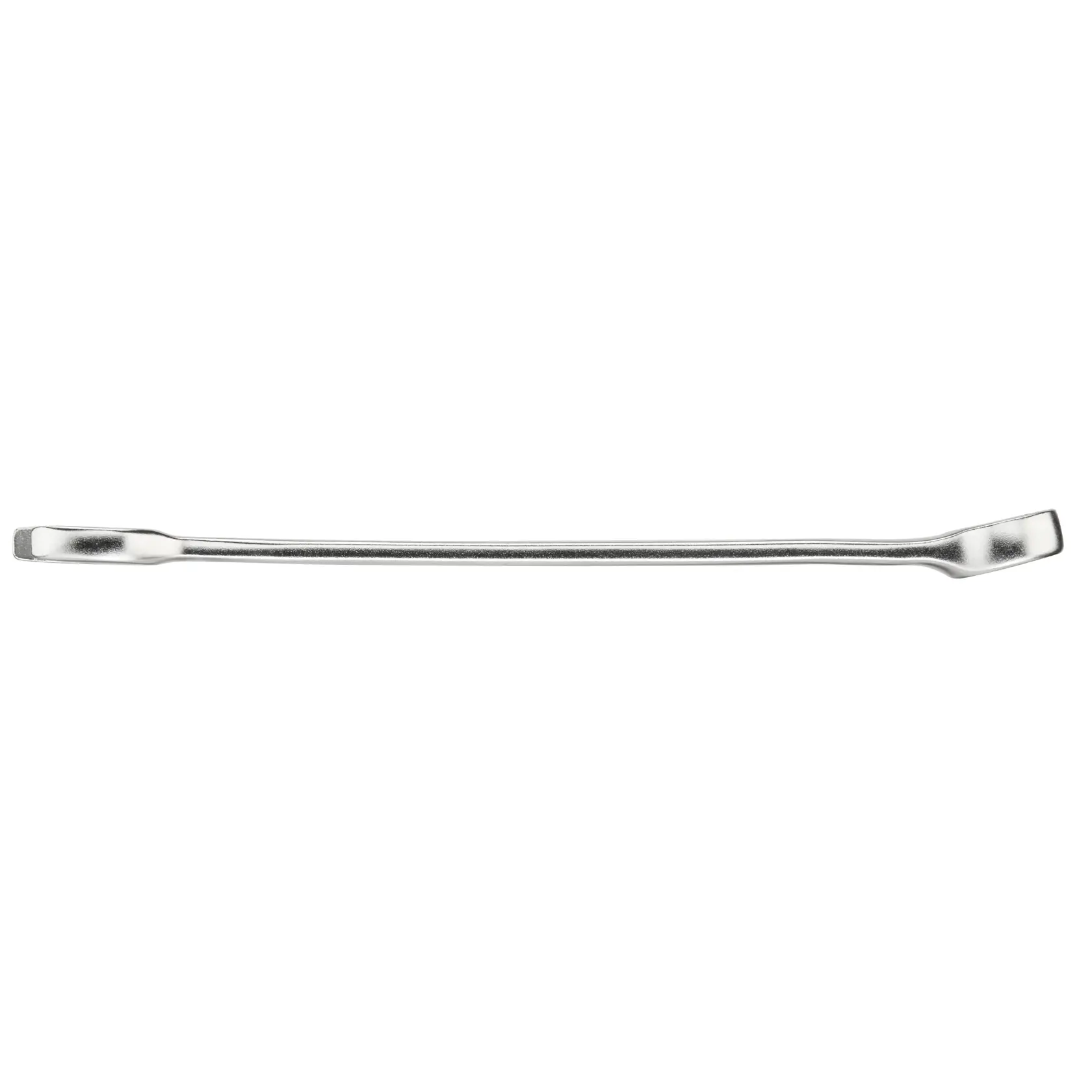 Photo of STANLEY FMMT13033-0 flat pry bar, silver, side view, hand tool for prying and lifting.