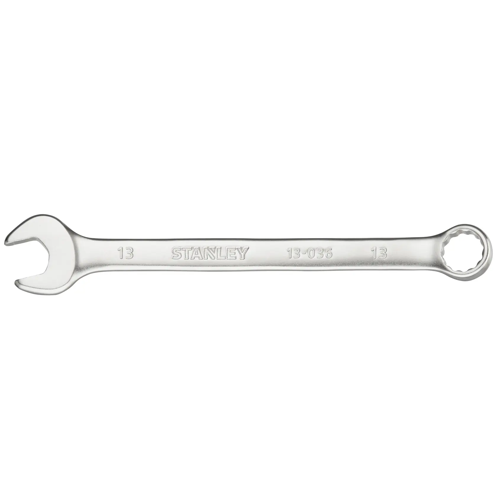 STANLEY FMMT13036-0 combination wrench, silver color, front angle on white background.