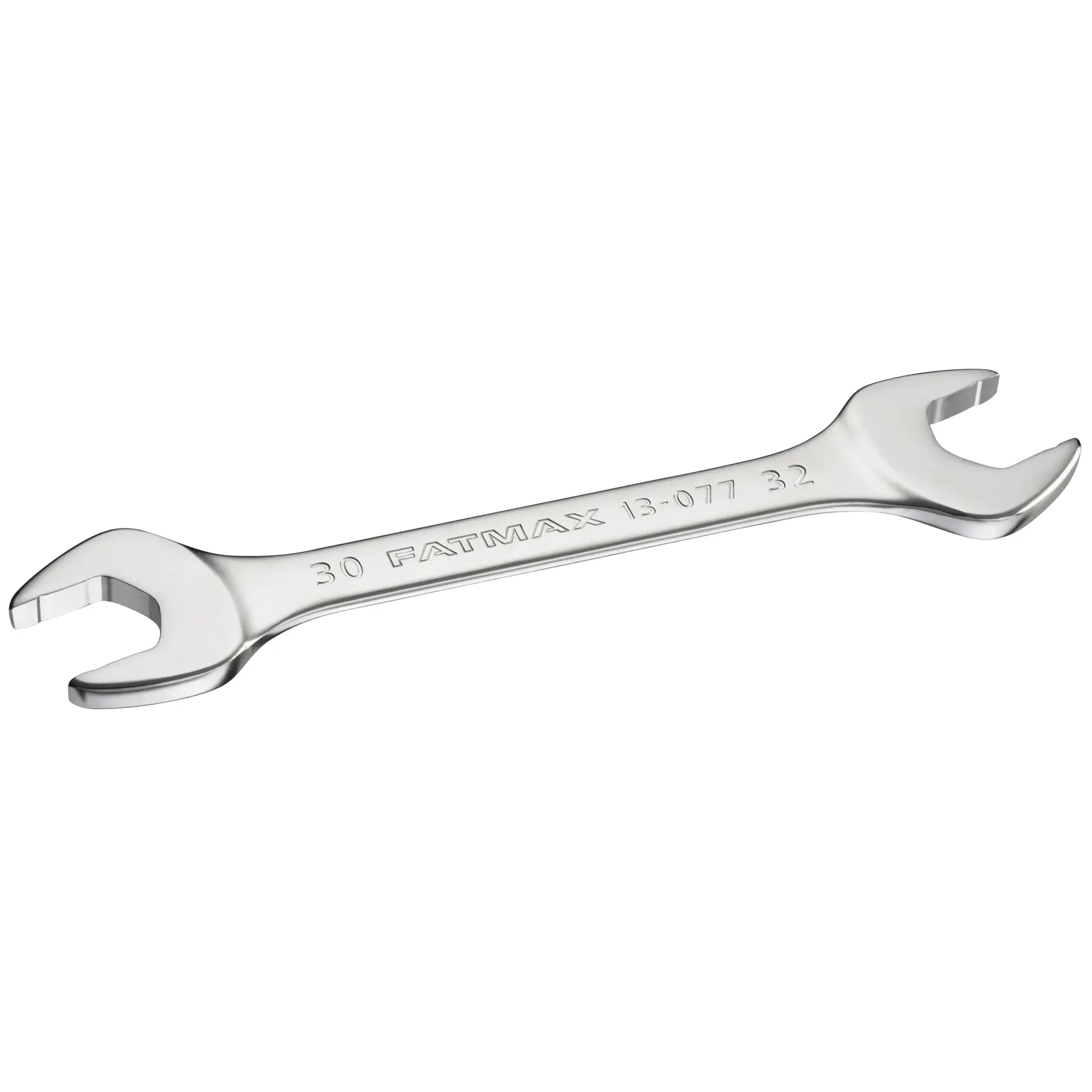 STANLEY FMMT13077-0 open-end wrench, silver, photography, angled on white background
