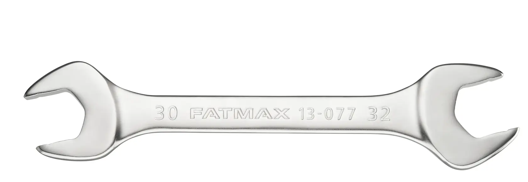 Double open-end metal wrench with sizes 30 and 32, labeled FATMAX 13-077, on a white background.