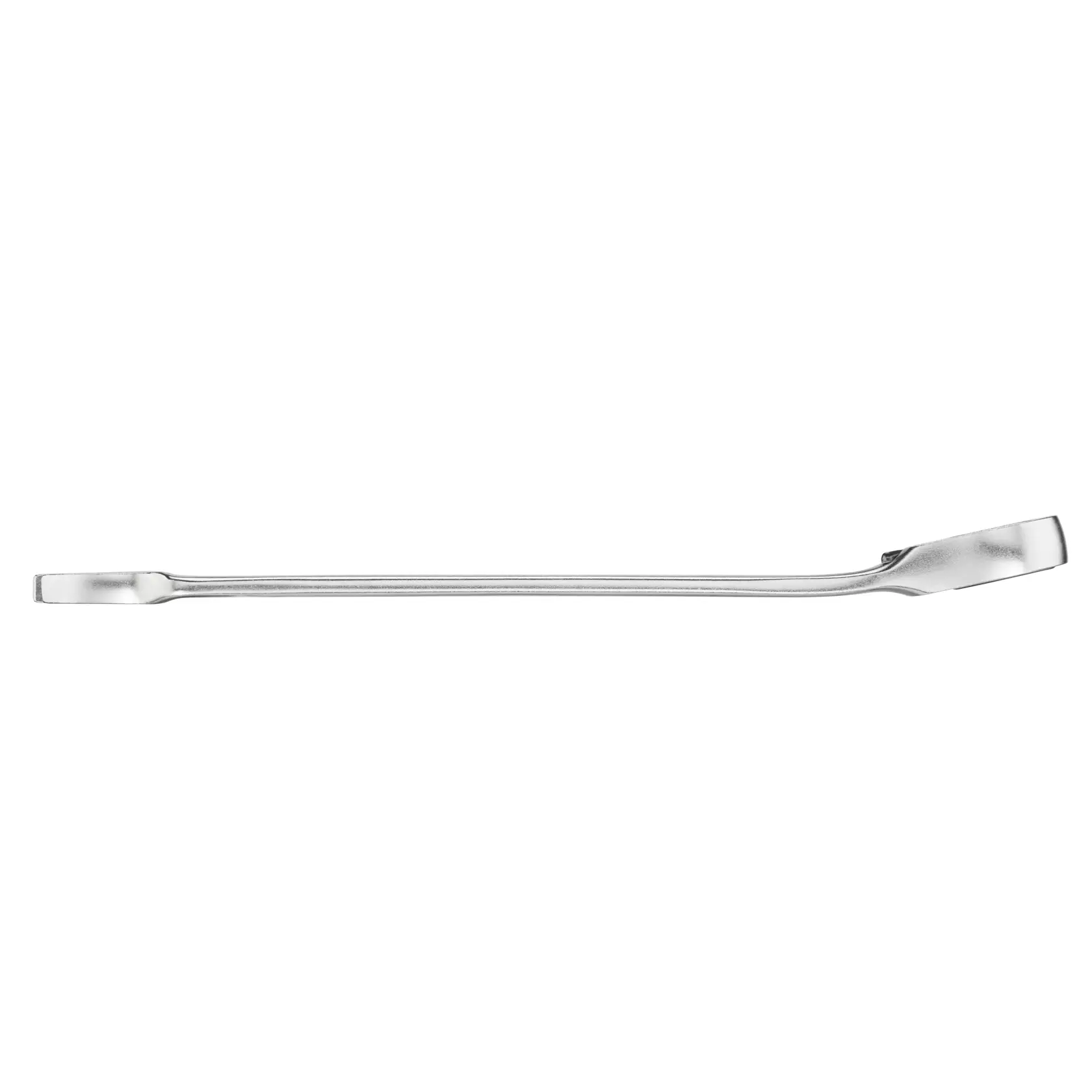 STANLEY FMMT13083-0 Brecheisen mit Chrom-Finish, Seitenansicht, gebogene Enden und flacher Schaft.