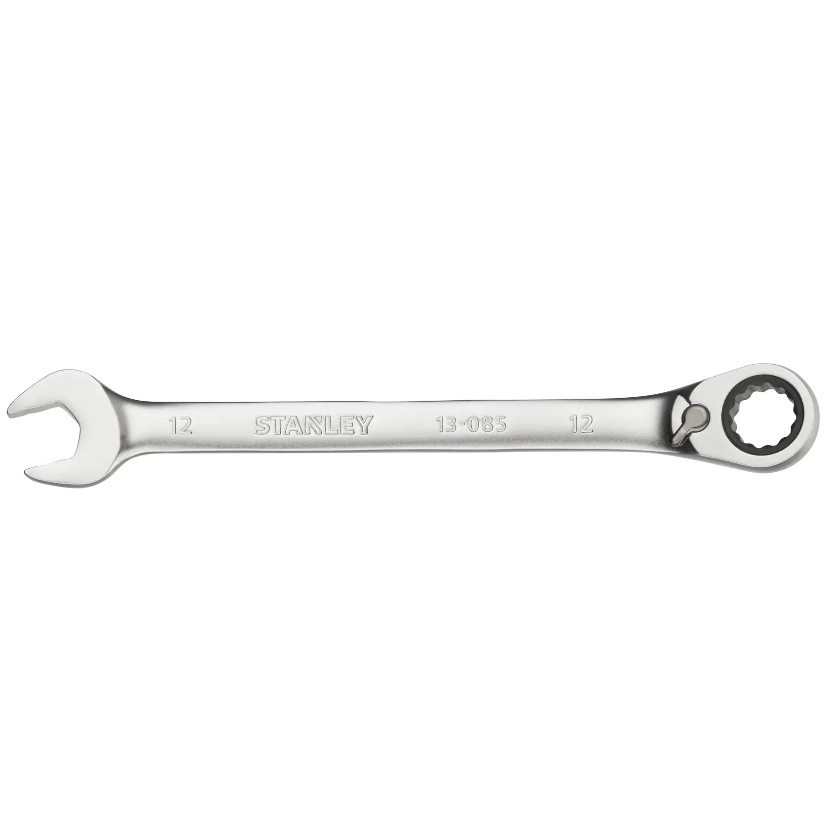 STANLEY FMMT13085-0 Ratschen-Kombinationsschlüssel, silber, Draufsicht, Handwerkzeug Fotografie.