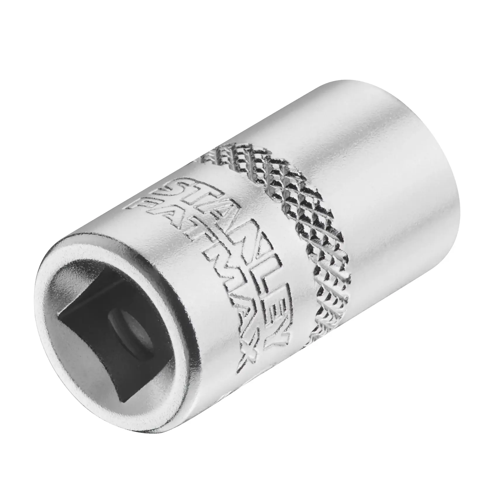 STANLEY FMMT17194-0 silberner Steckschlüssel mit Rändelgriff, Werkzeugzubehör aus der Nähe.