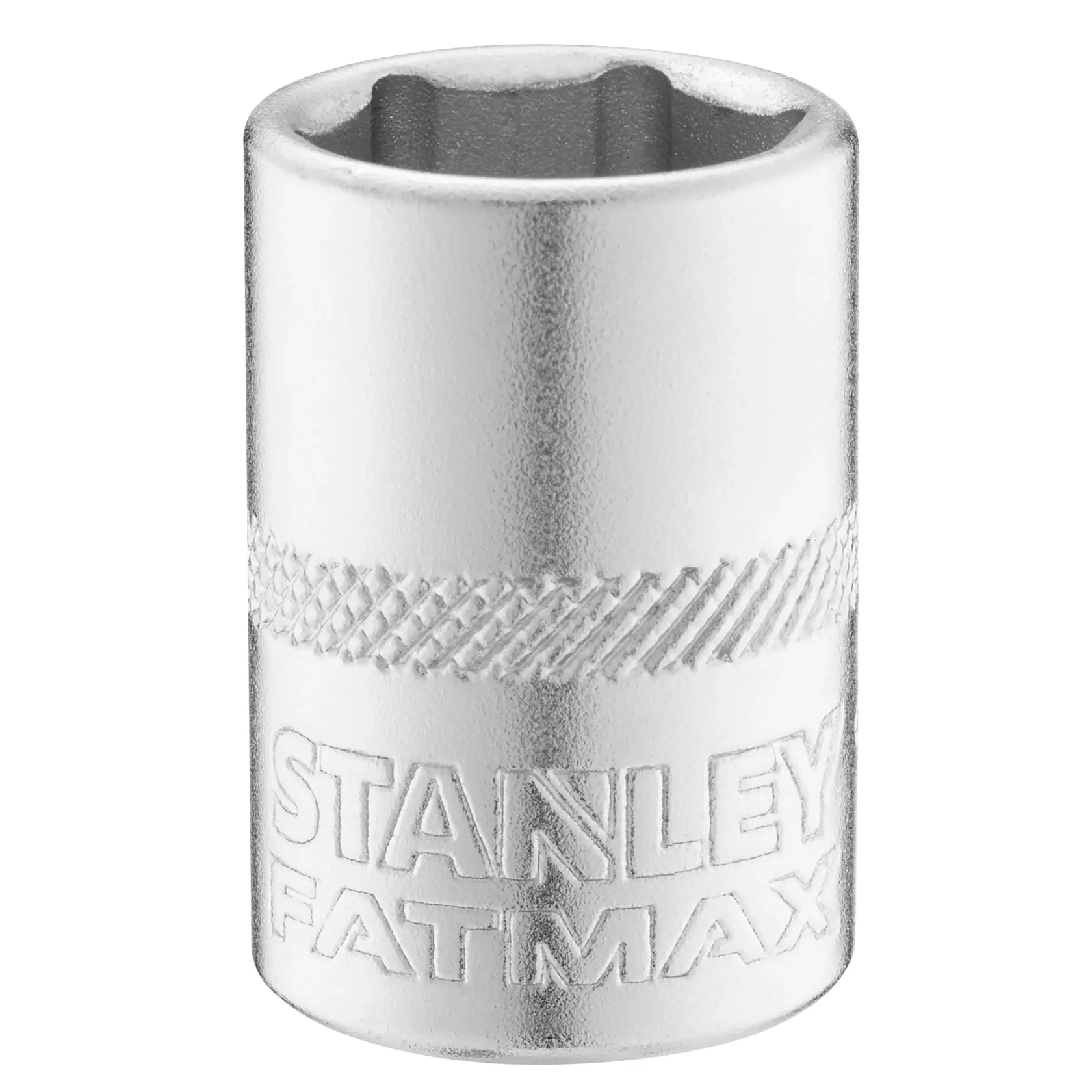 STANLEY FMMT17197-0 Chrom-Steckschlüsseleinsatz mit Rändelung, Nahaufnahme auf weißem Hintergrund.
