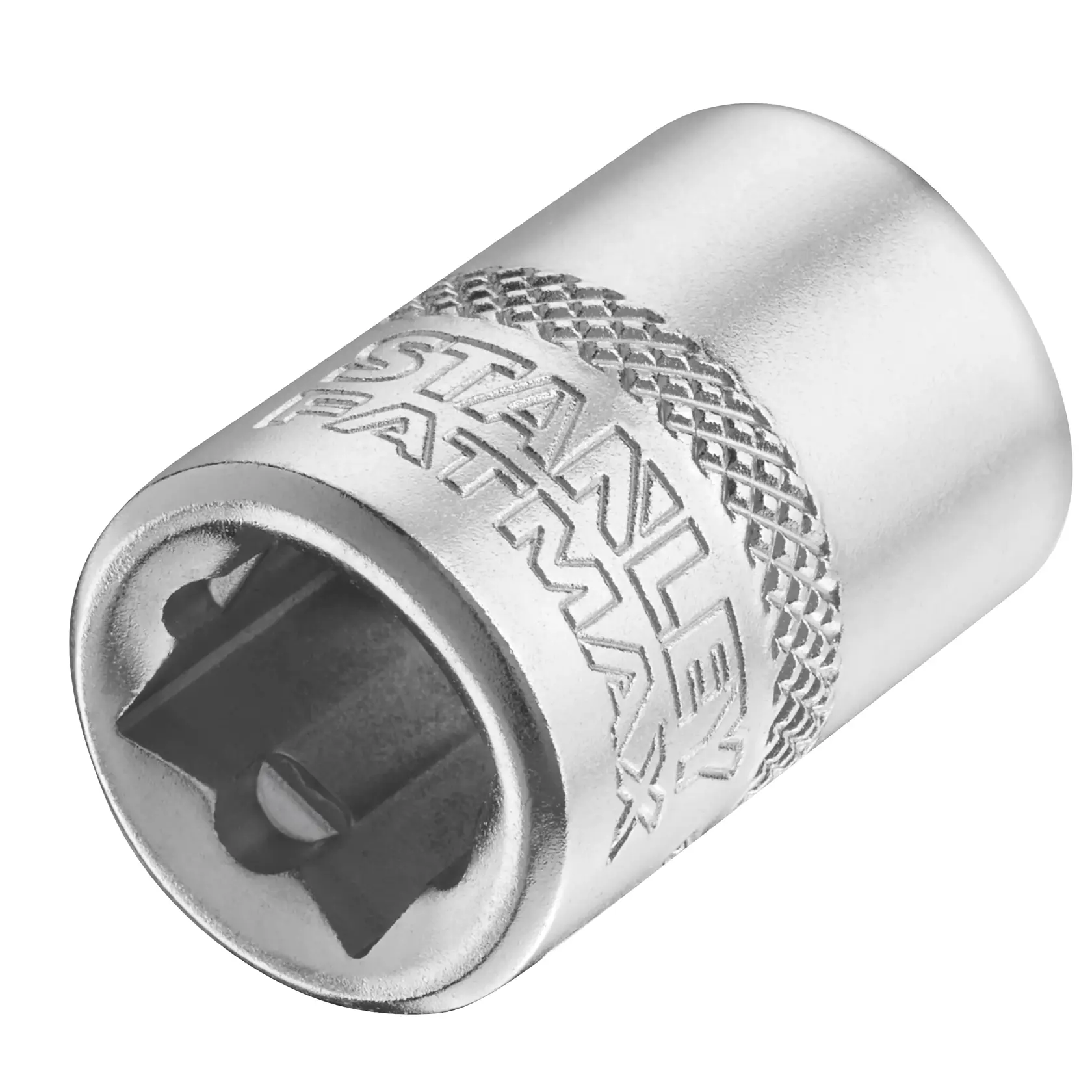 STANLEY FMMT17212-0 Chrom-Steckschlüssel, gerändelte Griffzone, FatMax-Branding, Produktfoto auf weißem Hintergrund.