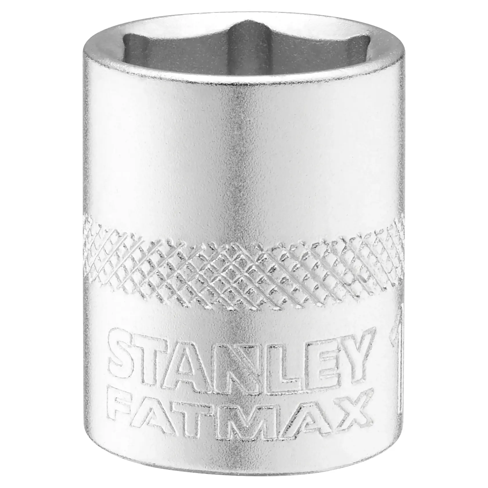 STANLEY FMMT17215-0 Steckschlüssel, silber, geränderte Grifffläche, Vorderansicht, weißer Hintergrund.