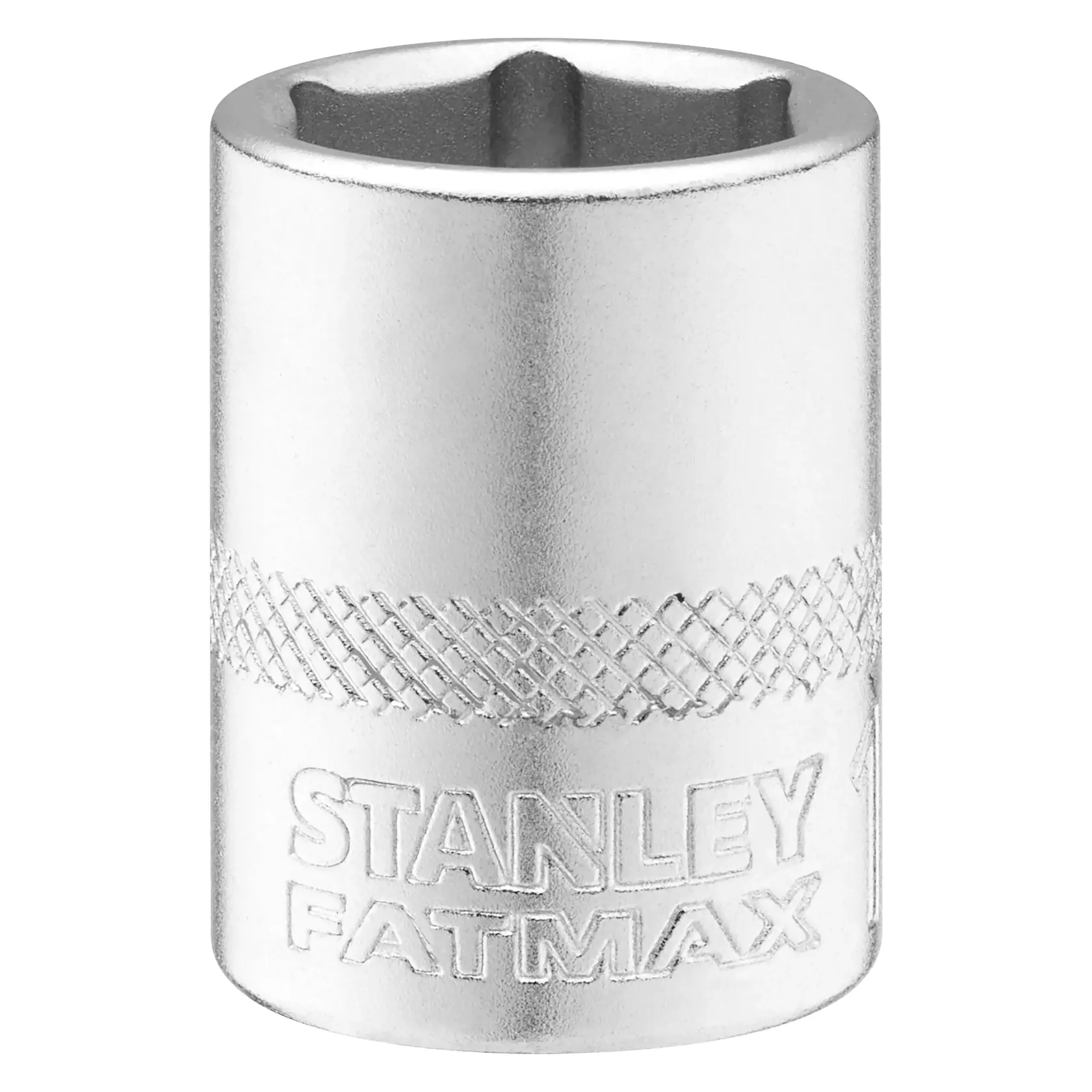 STANLEY FMMT17216-0 Chrom-Steckschlüssel mit Rändelung, Produktfoto, Frontansicht vor weißem Hintergrund.