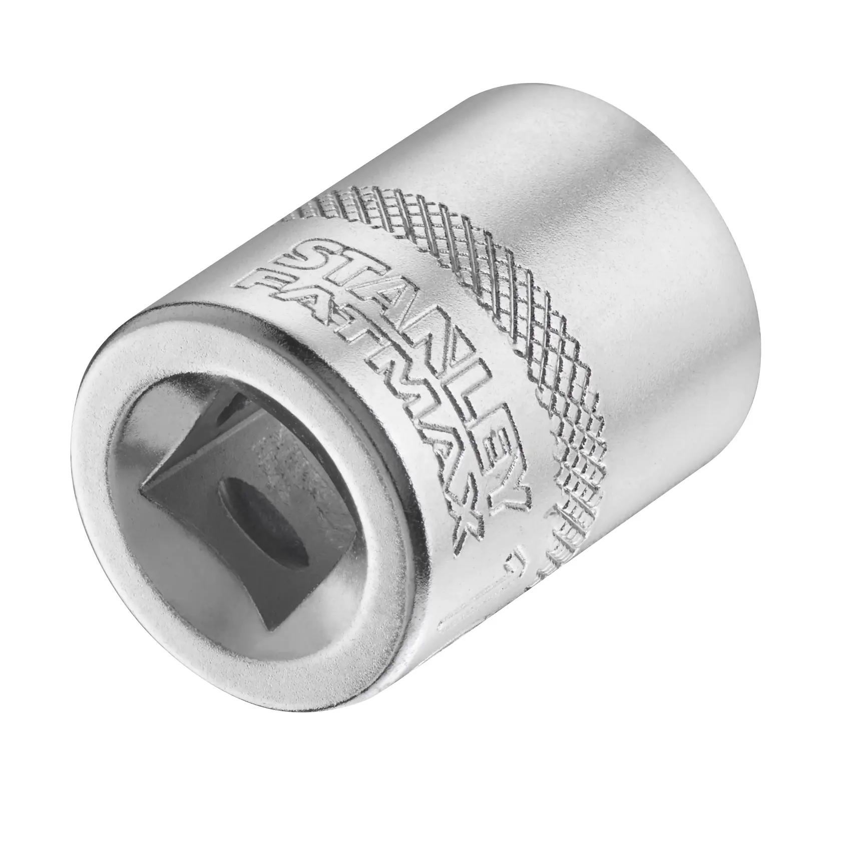 STANLEY FMMT17216-0 Chrom-Steckschlüssel mit Rändelgriff, schräg auf weißem Hintergrund gezeigt.
