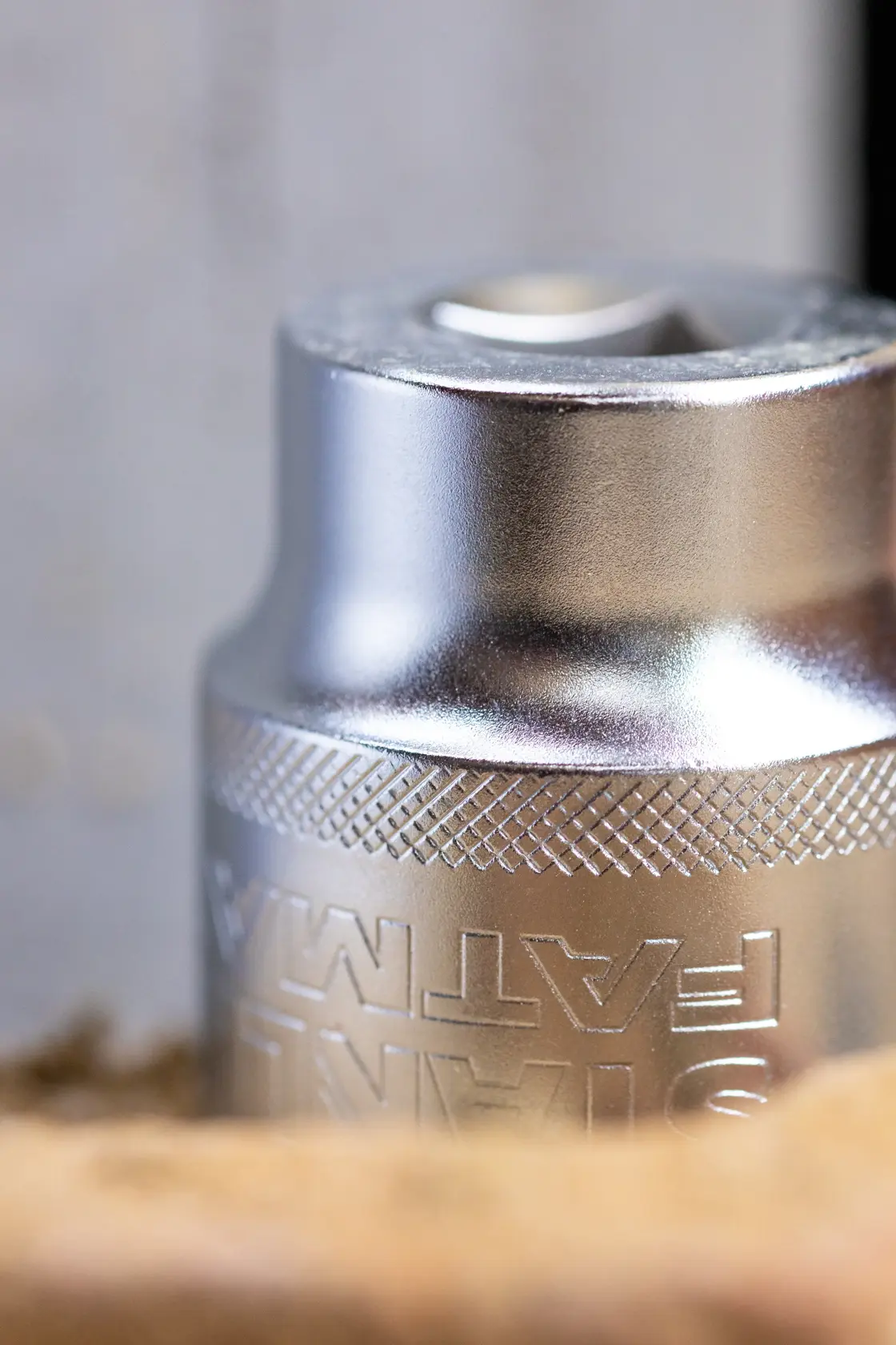 STANLEY FMMT17231-0 chrome socket close-up, textured grip and engraved branding.