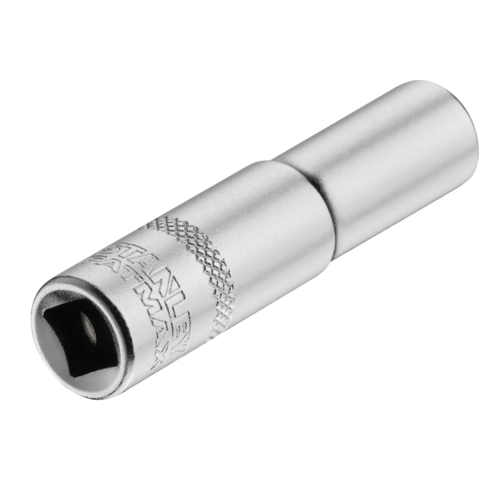 STANLEY FMMT17337-0 verchromte Verlängerungsstange mit Rändelgriff, schräg auf weißem Hintergrund.