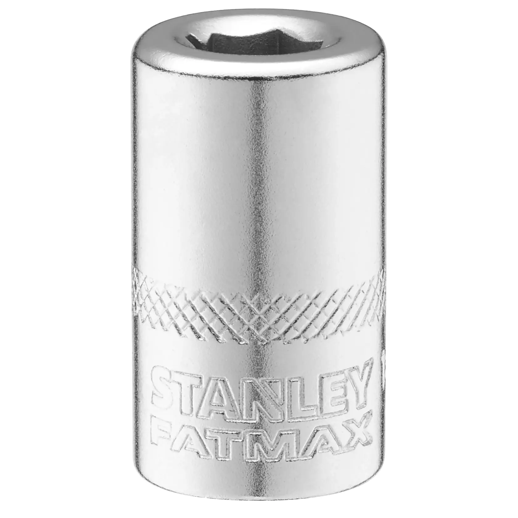 STANLEY FMMT18007-0 Steckschlüssel, Chrom-Finish, aufrecht auf weißem Hintergrund fotografiert.