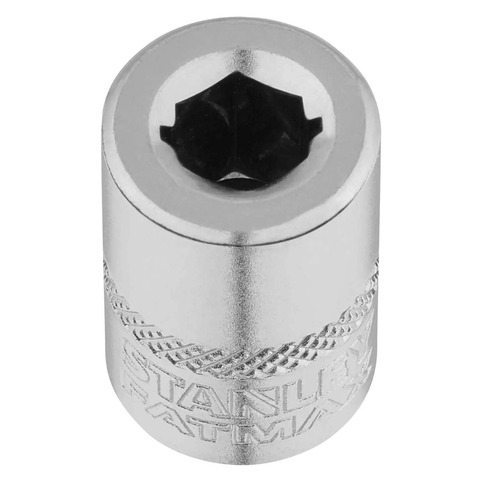 Foto von STANLEY FMMT18007-0 Chrom-Stecknuss mit Rändelung, sechseckiger Öffnung, Zubehör für Handwerkzeuge.