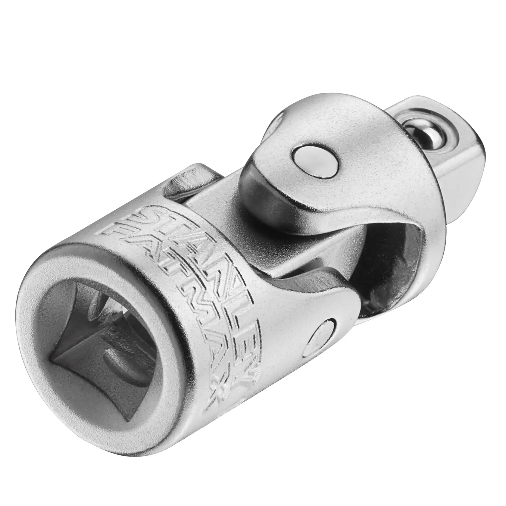 STANLEY FMMT18008-0 verchromtes Universal-Gelenk Zubehör, Nahaufnahme auf weißem Hintergrund.