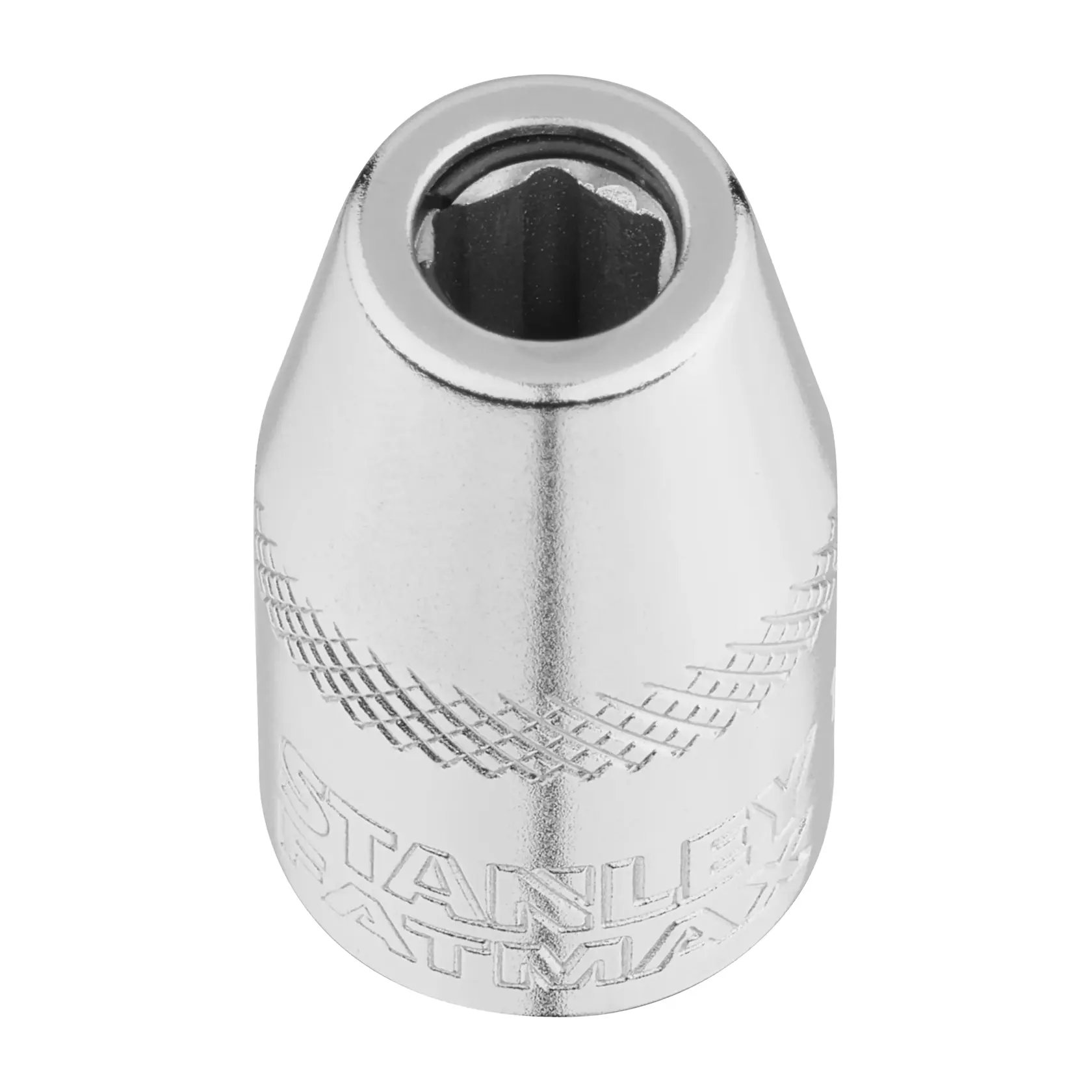 STANLEY FMMT18013-0 Chrom-Steckschlüssel, gerändelte Griffzone, Draufsicht, Produktfoto auf weißem Hintergrund.