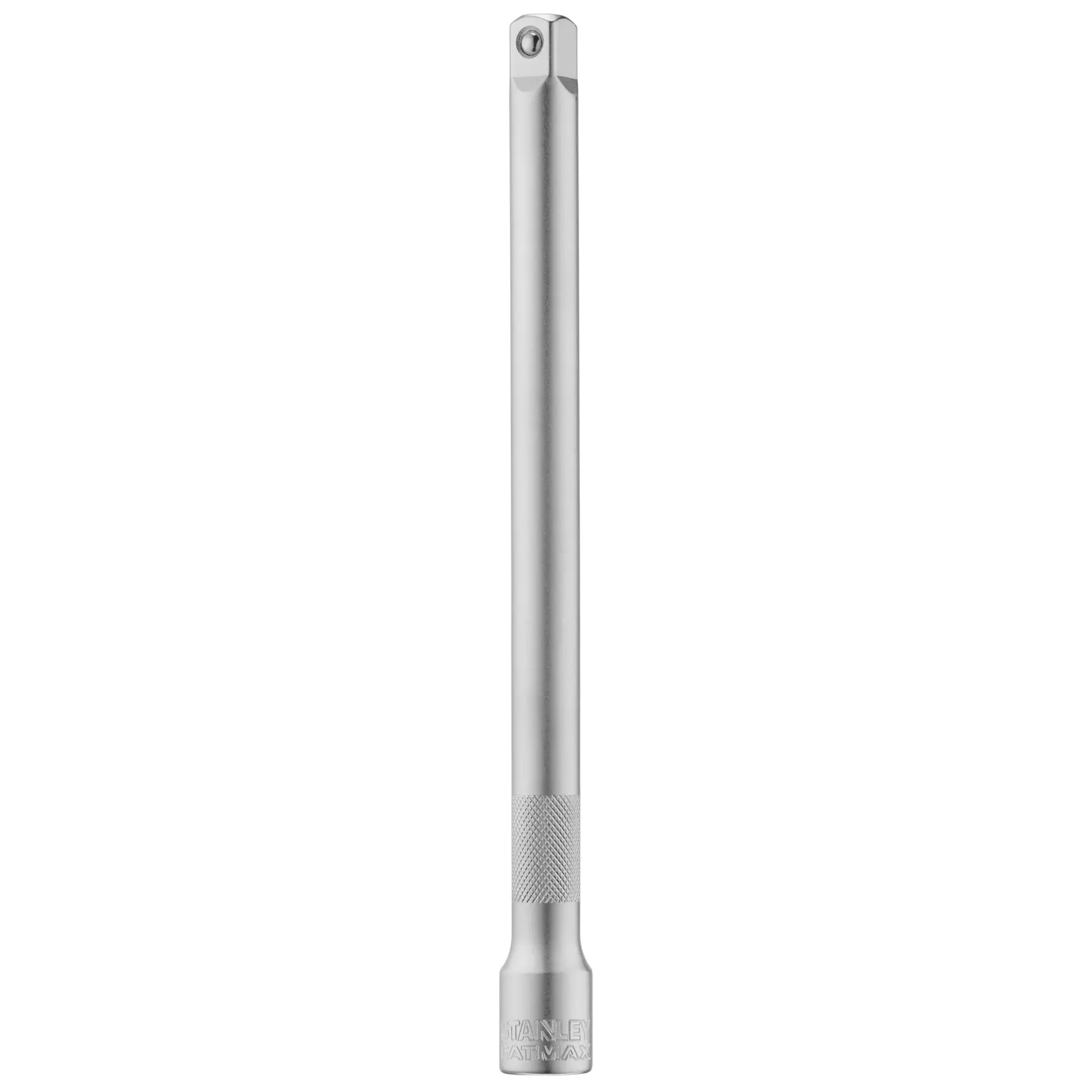 STANLEY FMMT25122-0 silver extension bar for socket wrench, knurled grip, product front view on white background.
