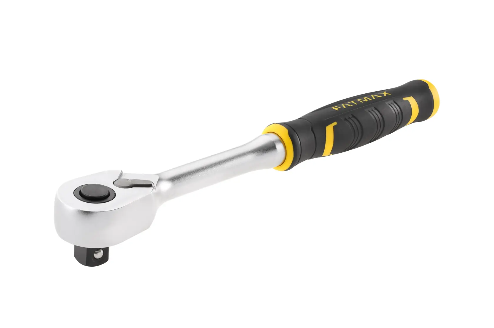 STANLEY FMMT82676-0 Umschaltknarre mit ergonomischem schwarz-gelbem Griff, Seitenansicht auf weißem Hintergrund.