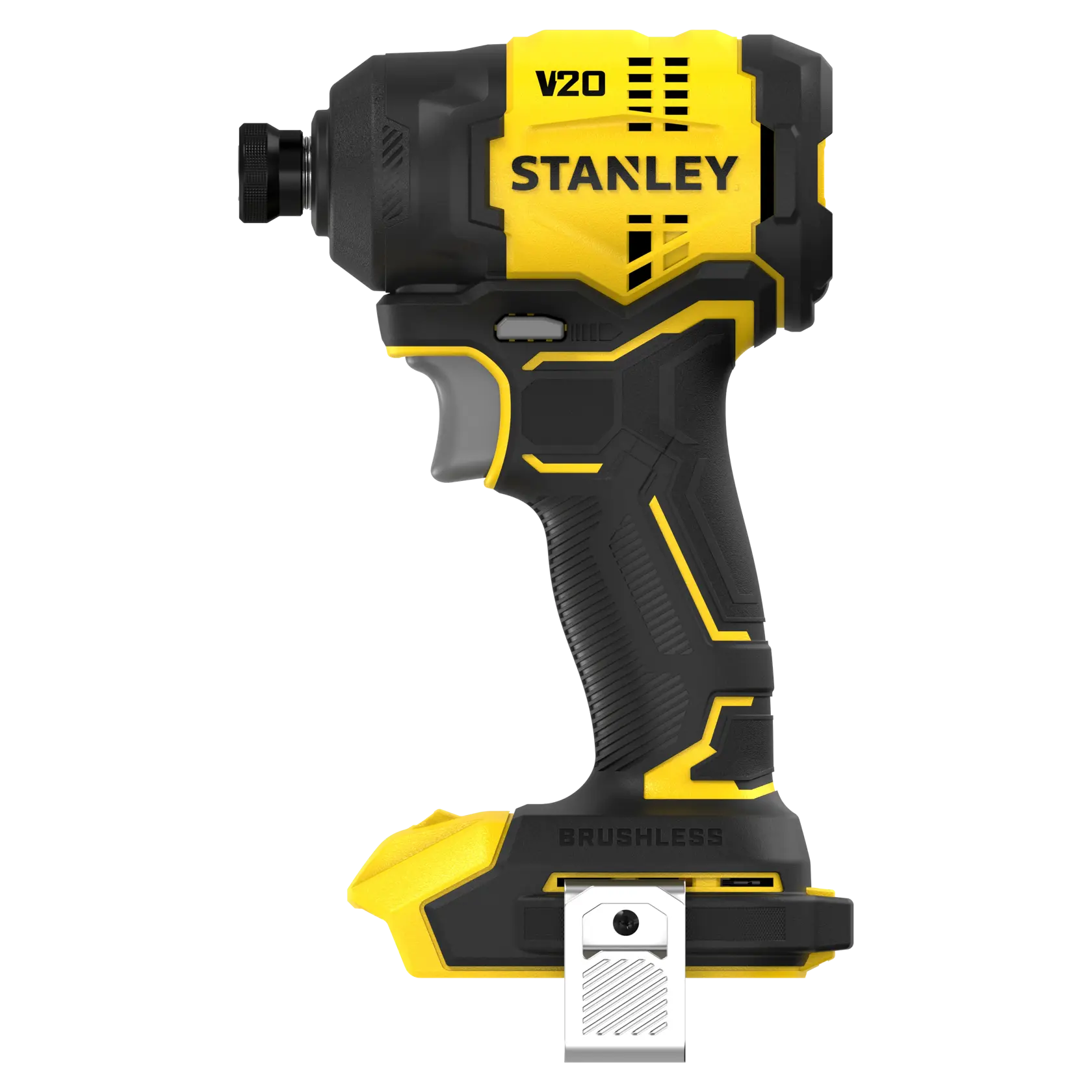 STANLEY SFMCF811B-XJ Akku-Schlagschrauber, schwarz und gelb, Seitenansicht auf weißem Hintergrund.