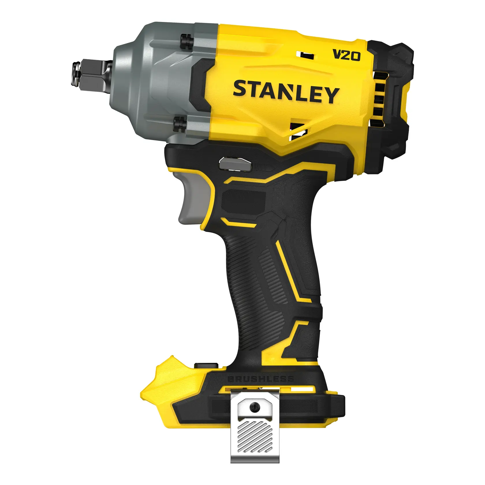 Stanley V20 Akku-Schlagschrauber mit bürstenlosem Motor in Gelb und Schwarz. Ohne Akku.