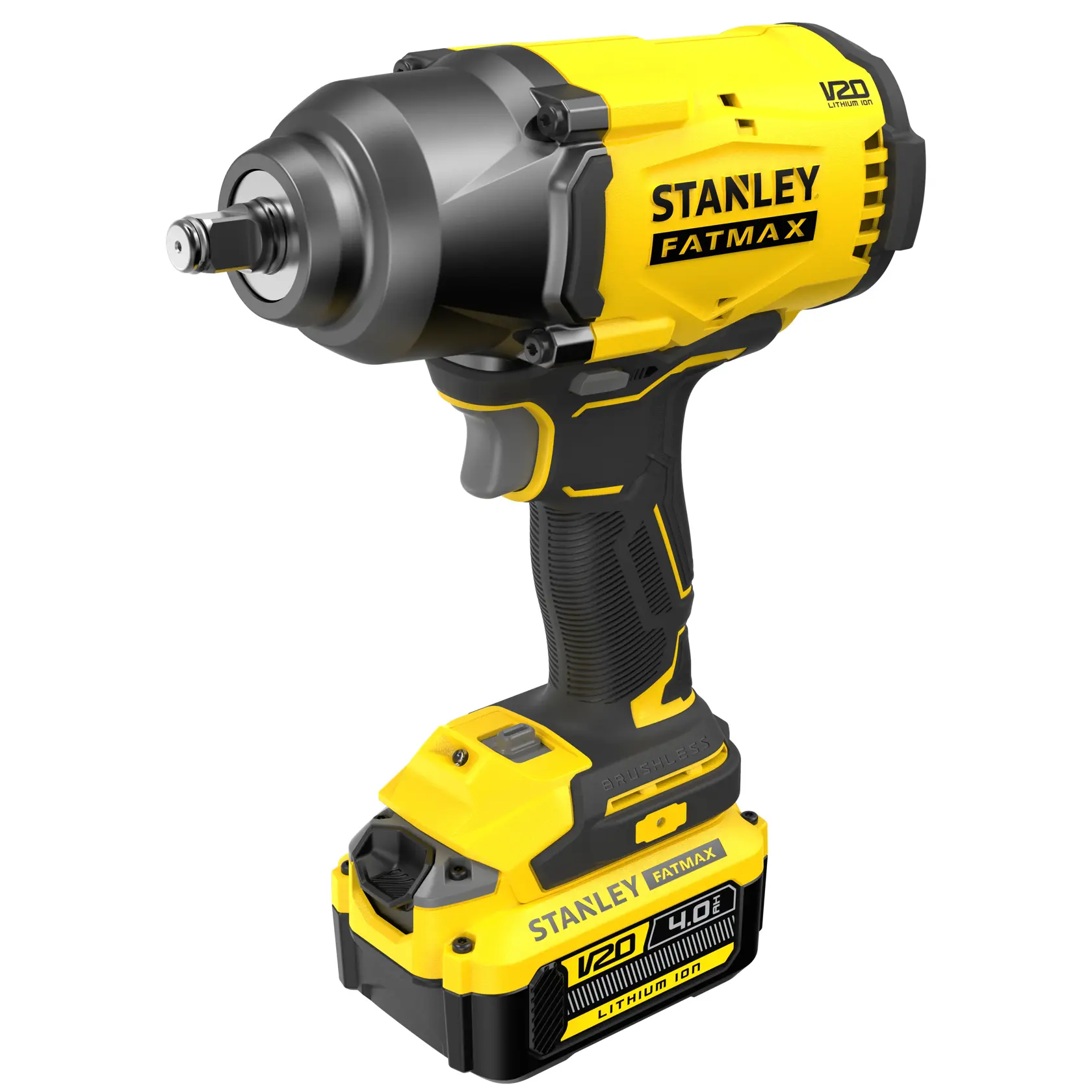 STANLEY SFMCF940M1 V20 Fatmax Akku-Schlagschrauber, gelb und schwarz, Frontansicht-Foto.