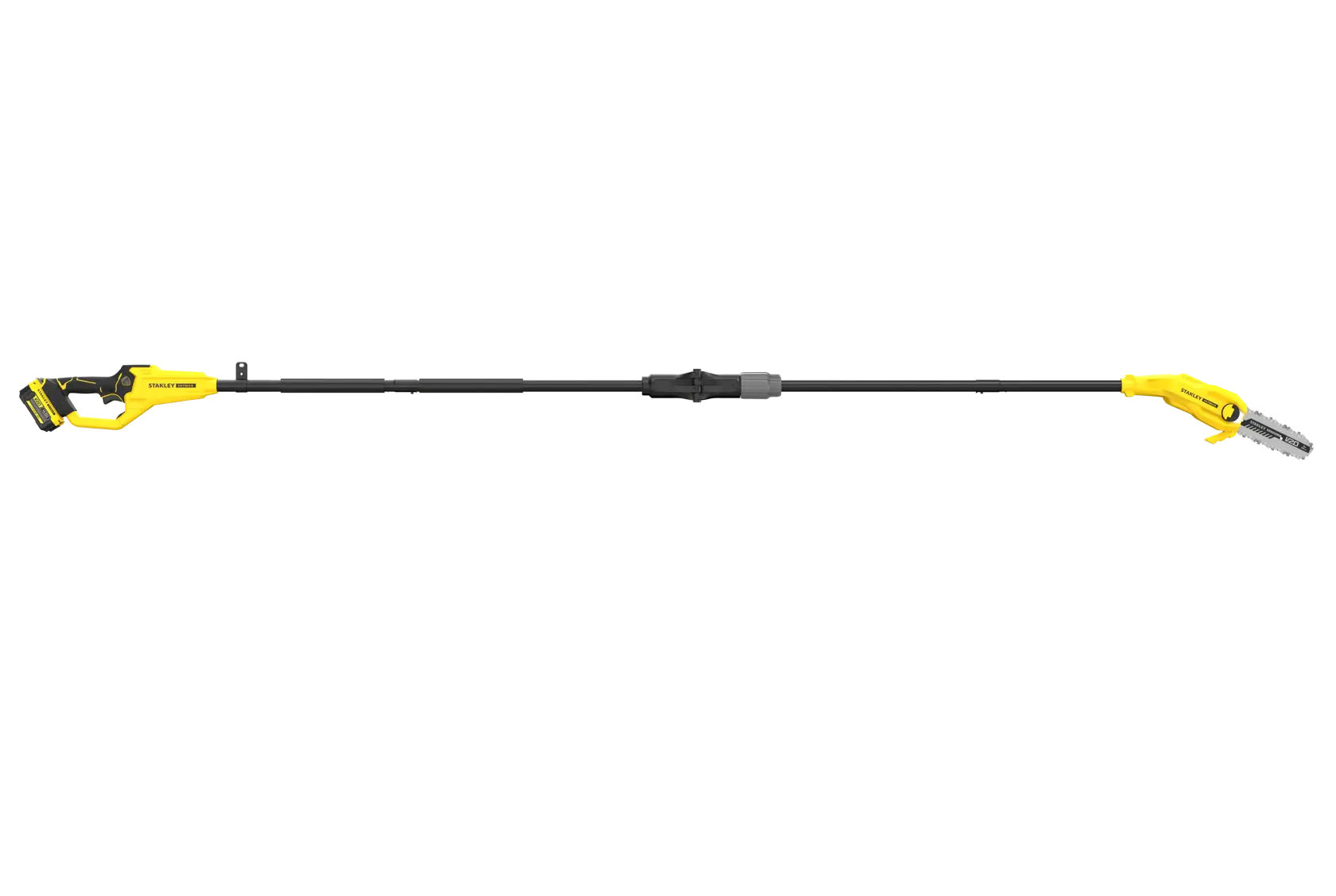 STANLEY SFMCPS720M1 Hochentaster, gelb und schwarz, Seitenansicht auf weißem Hintergrund.