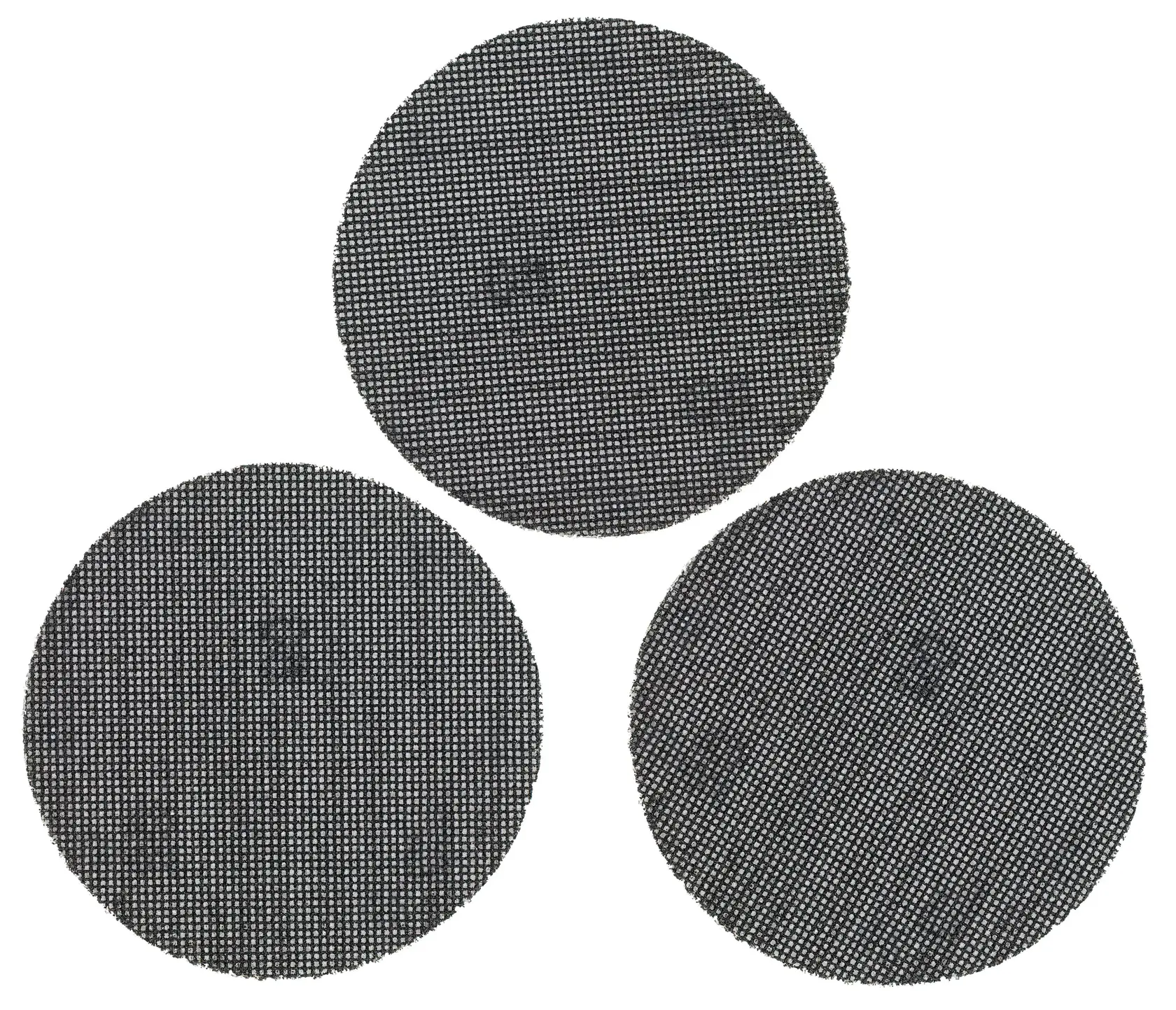 STANLEY STA39252 Schleifgitter-Scheiben, rund, schwarz, 3-teilig, Draufsicht, weißer Hintergrund.
