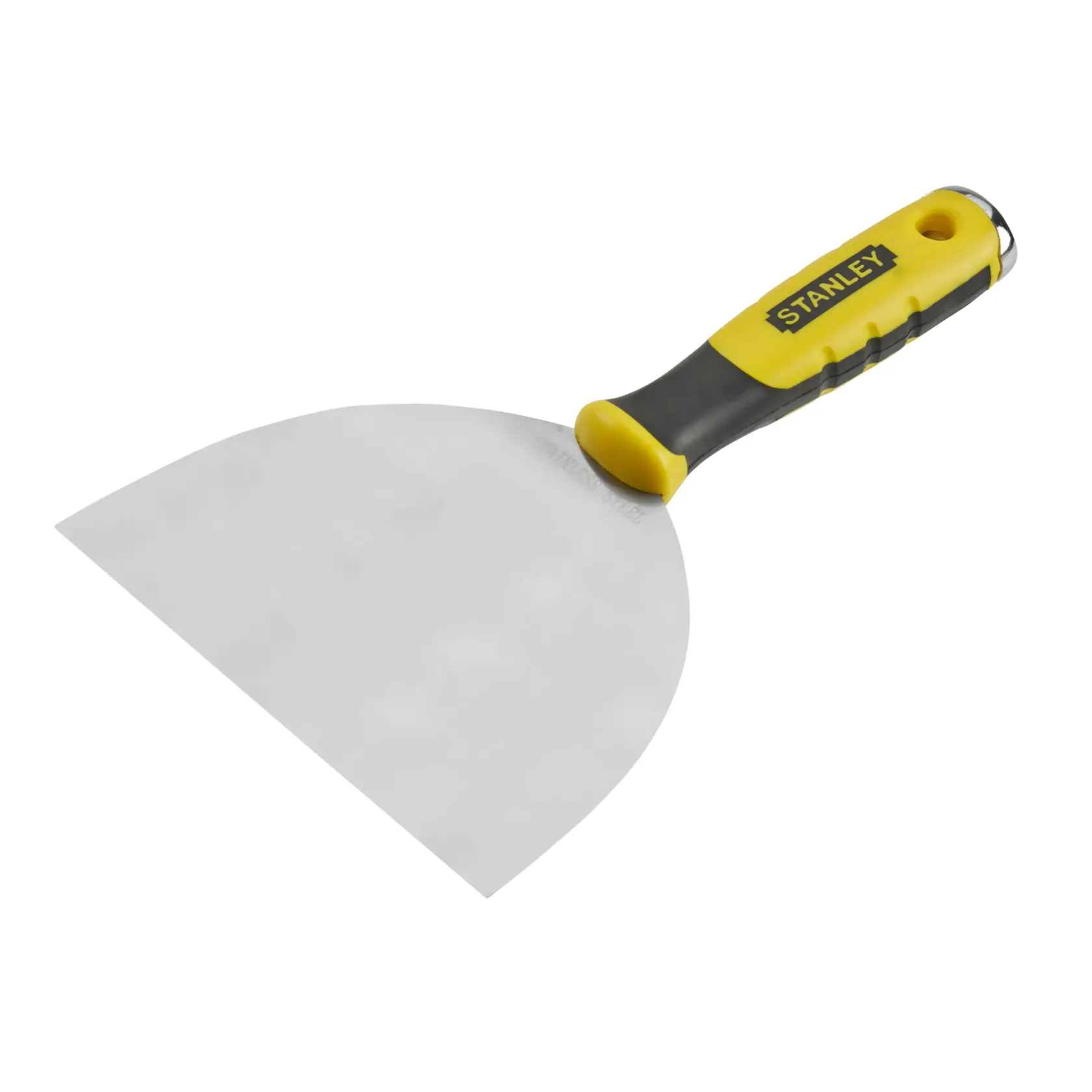 Stanley Spachtel mit breiter Edelstahlklinge und ergonomischem Griff in Gelb und Schwarz.