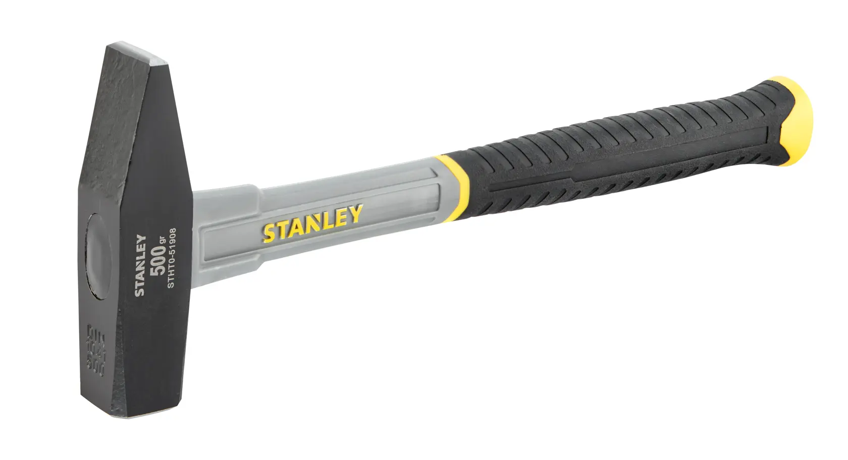 Stanley 500g Hammer mit ergonomischem Schwarz-Gelb-Griff, für präzise Arbeiten konzipiert.